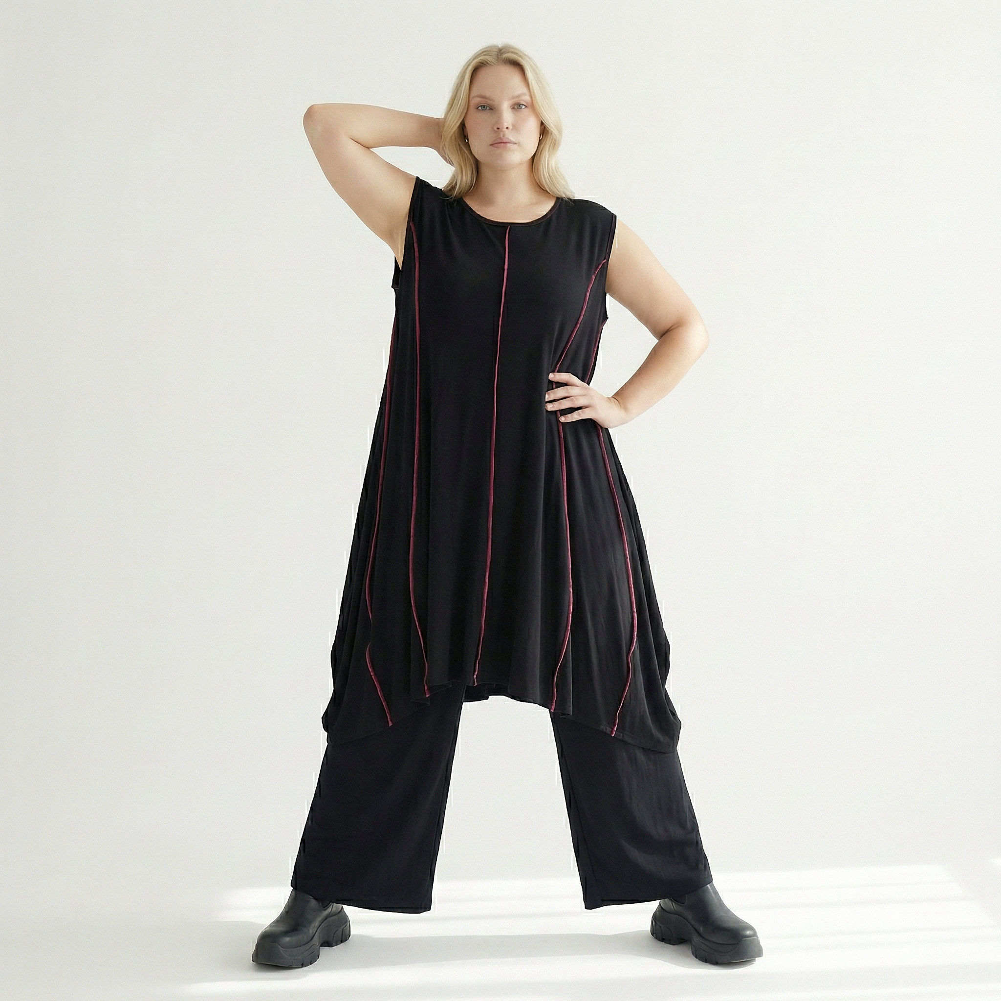  Ballon Tunika von AKH Fashion aus Viskose, 1416.06913, Schwarz/Fuchsia, Schick, Modern