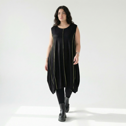  Ballon Tunika von AKH Fashion aus Viskose, 1416.06913, Schwarz/Gelb, Schick, Modern