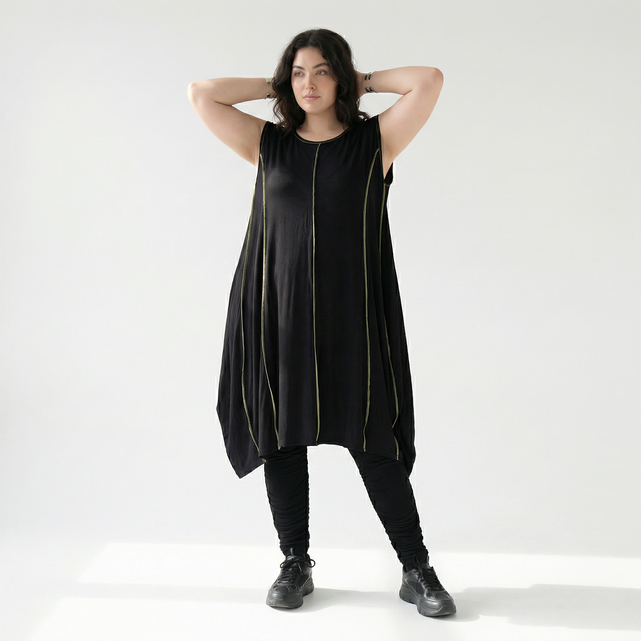  Ballon Tunika von AKH Fashion aus Viskose, 1416.06913, Schwarz/Gelb, Schick, Modern