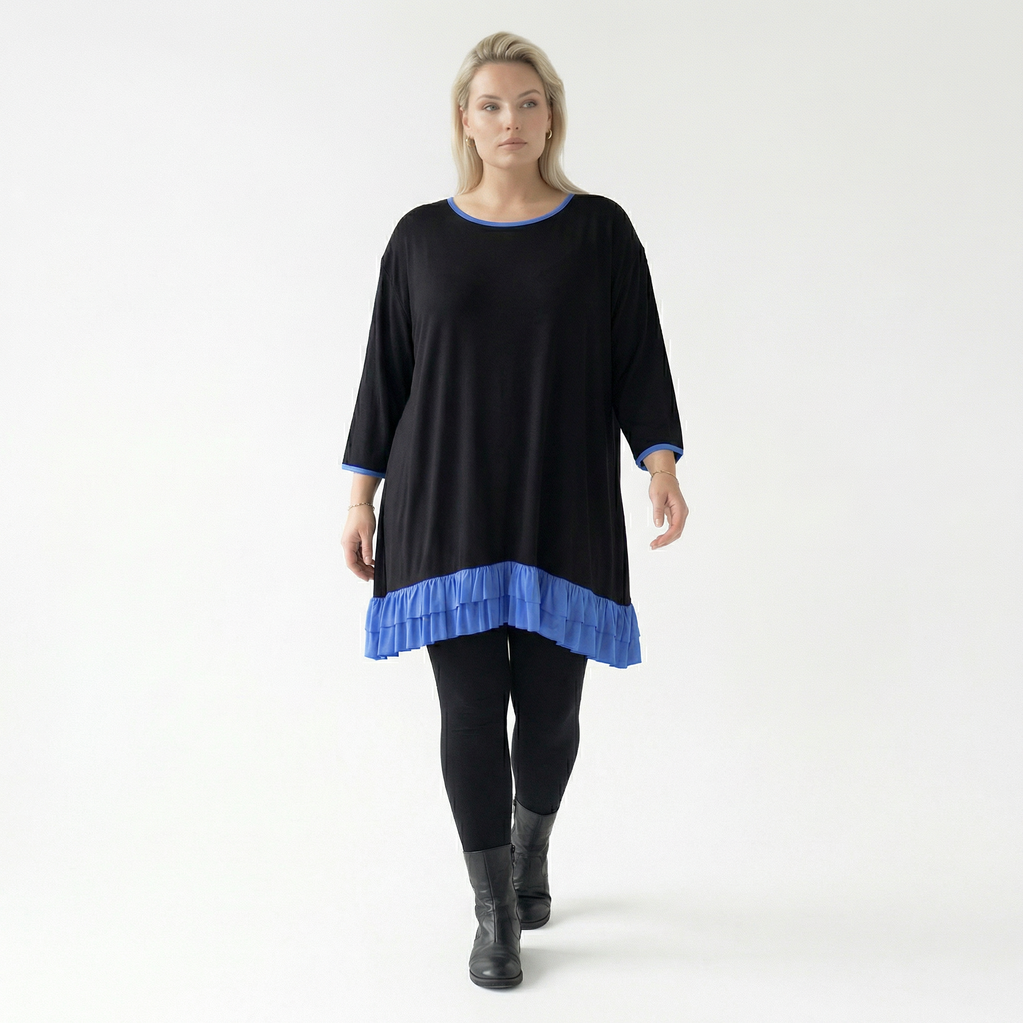  A-Form Shirt von AKH Fashion aus Viskose, 1416.06916, Schwarz/Blau, Schick, Modern, Bequem