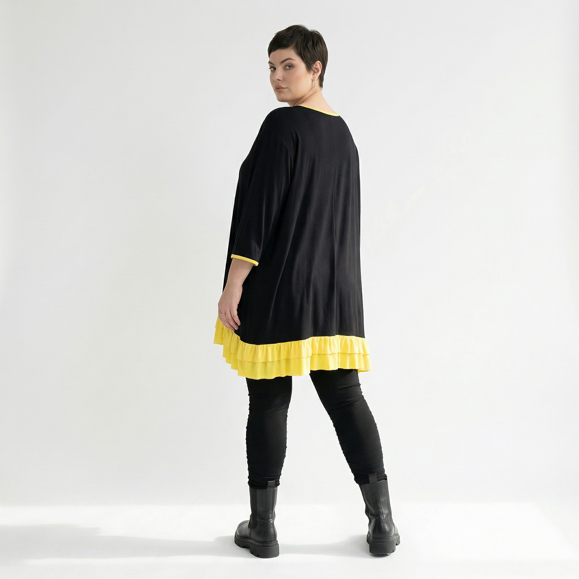  A-Form Shirt von AKH Fashion aus Viskose, 1416.06916, Schwarz/Gelb, Schick, Modern, Bequem