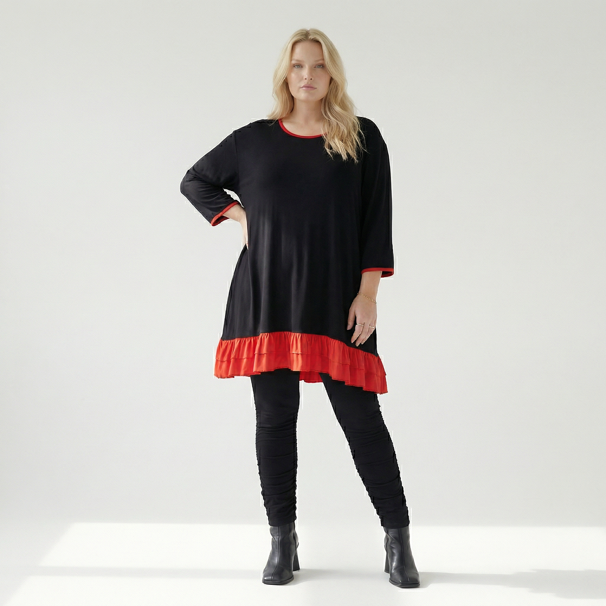  A-Form Shirt von AKH Fashion aus Viskose, 1416.06916, Schwarz/Rot, Schick, Modern, Bequem