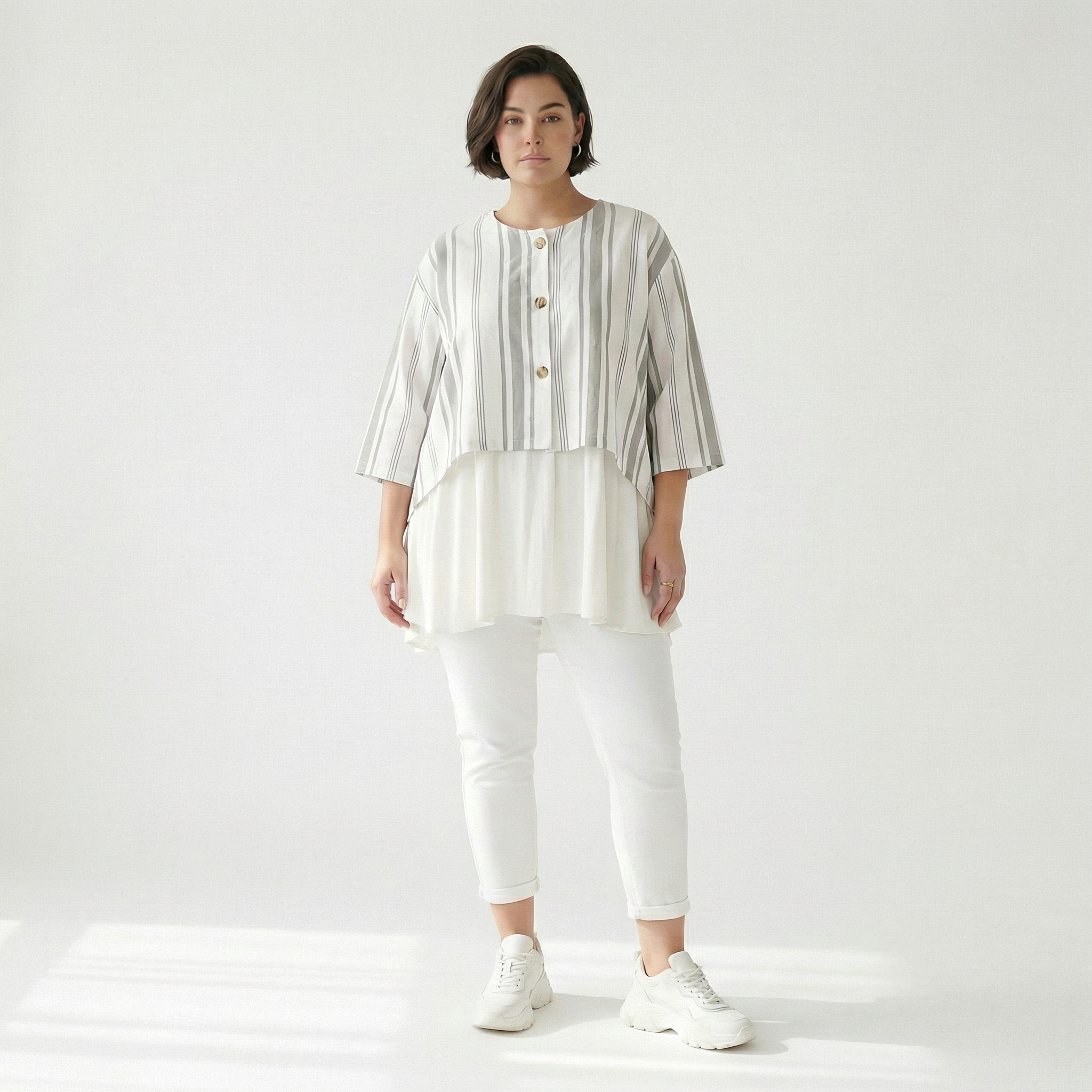 Oversize Damen Jacke, AKH Fashion, Baumwolle, gerundeter Form, Lagenlook Mode, große Größen - SEELENlook