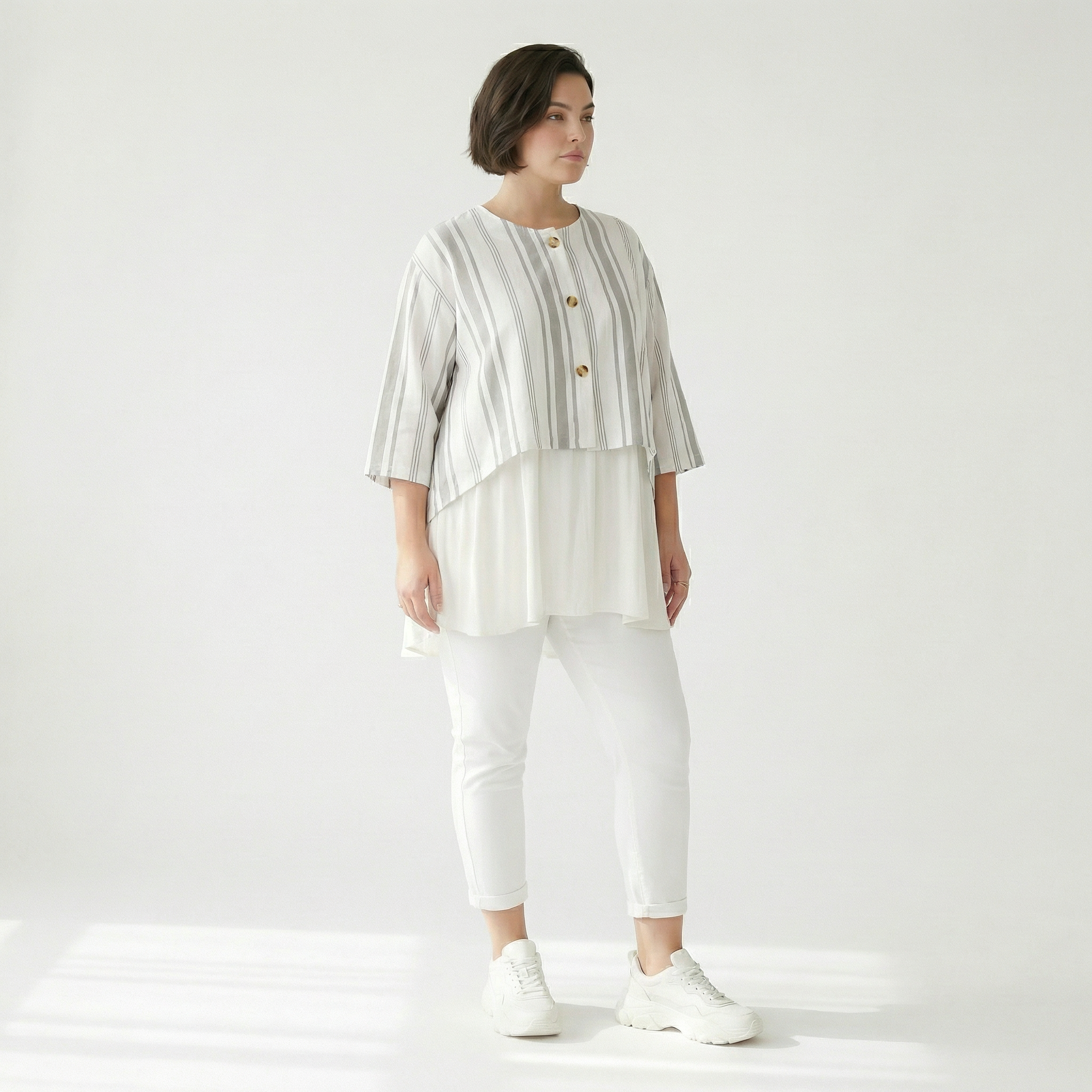 Oversize Damen Jacke, AKH Fashion, Baumwolle, gerundeter Form, Lagenlook Mode, große Größen - SEELENlook
