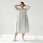  Ballonkleid von AKH Fashion aus Baumwolle, 1420.06698, Weiß/Kiwi, Blockstreifen, Schick