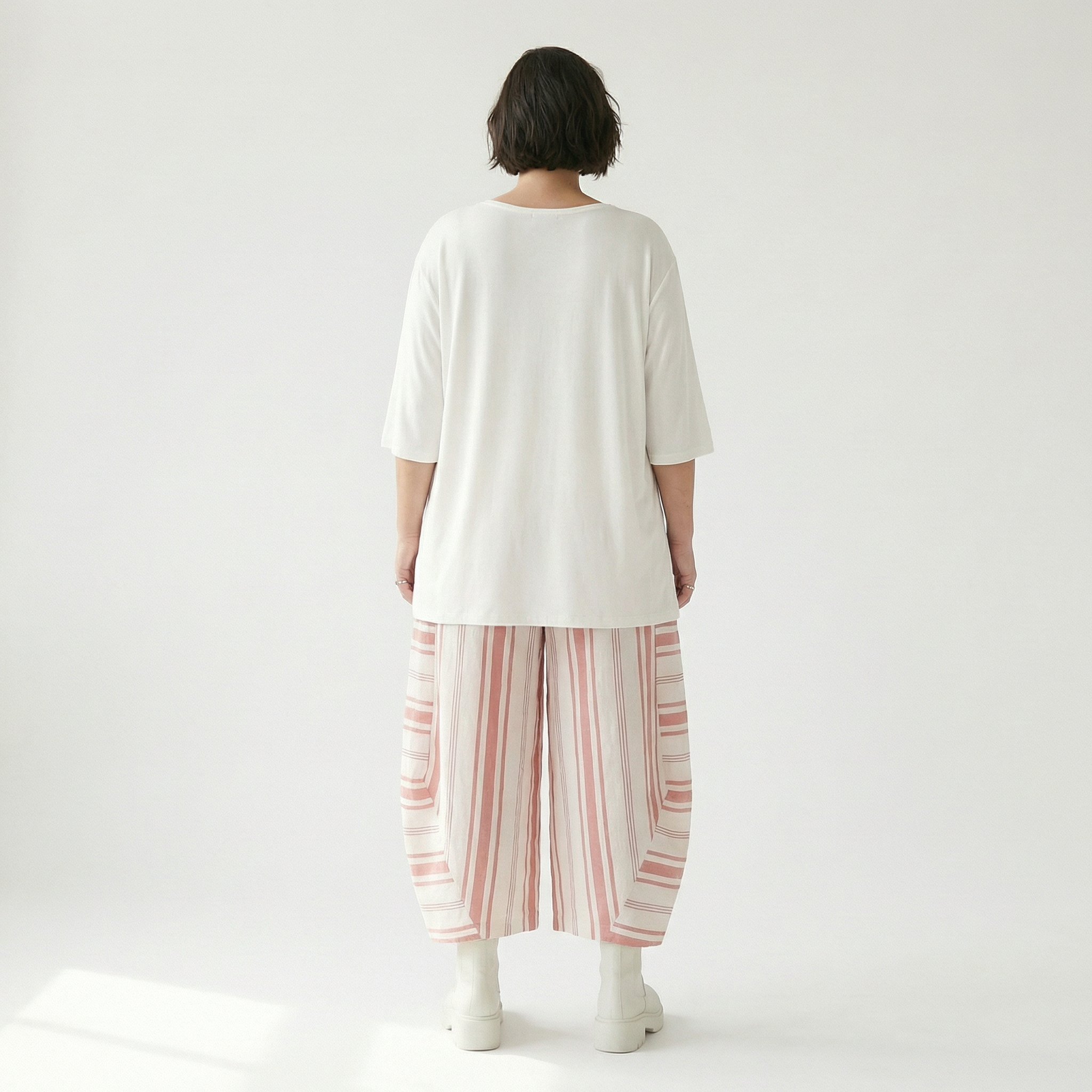  Ballonhose von AKH Fashion aus Baumwolle, 1420.08069, Weiß/Apricot, Blockstreifen, Schick