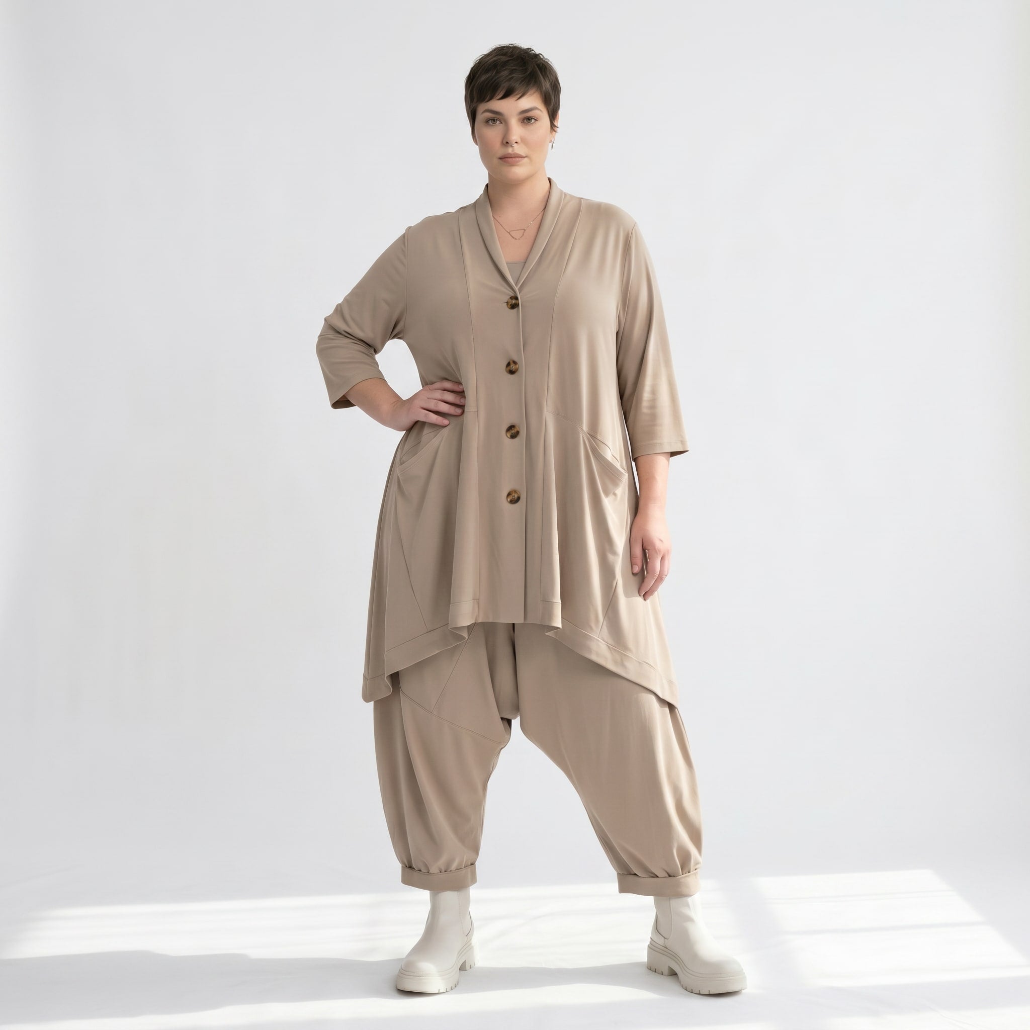 A-Form Jacke von AKH Fashion aus Materialmix, ausgefallene, zeitlose Lagenlook Mode