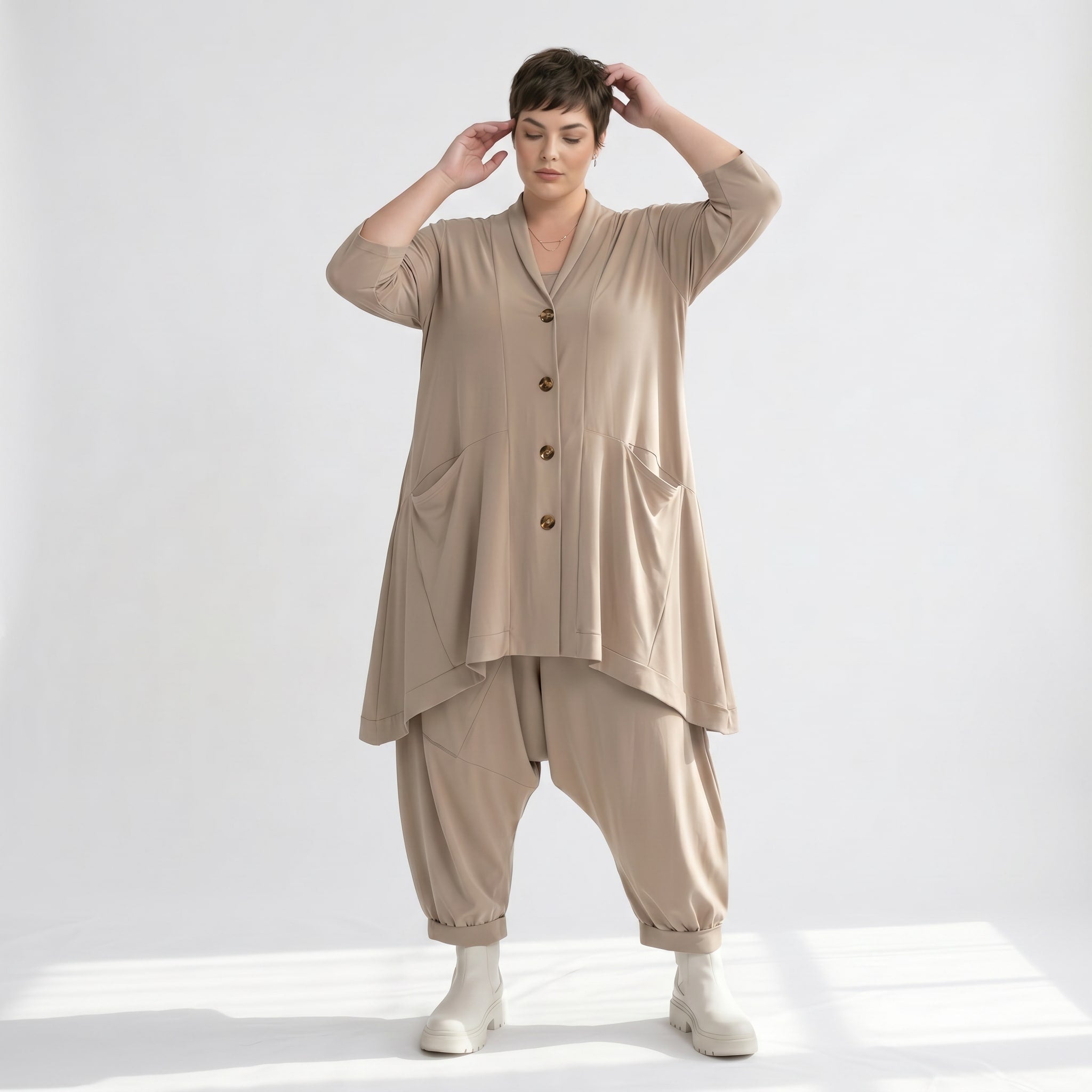 A-Form Jacke von AKH Fashion aus Materialmix, ausgefallene, zeitlose Lagenlook Mode