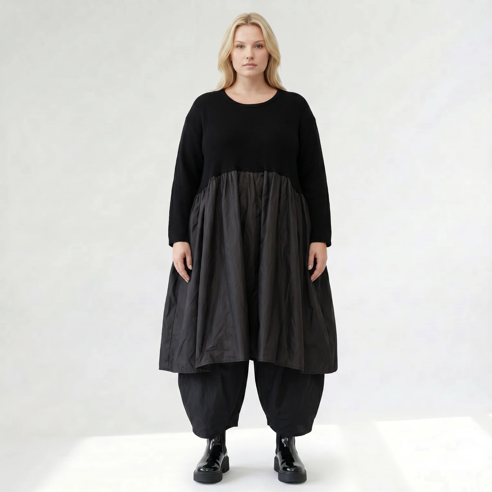 Ballonkleid von AKH Premium aus Baumwolle, 1446.02515, Schwarz, Schick, Modern, Bequem