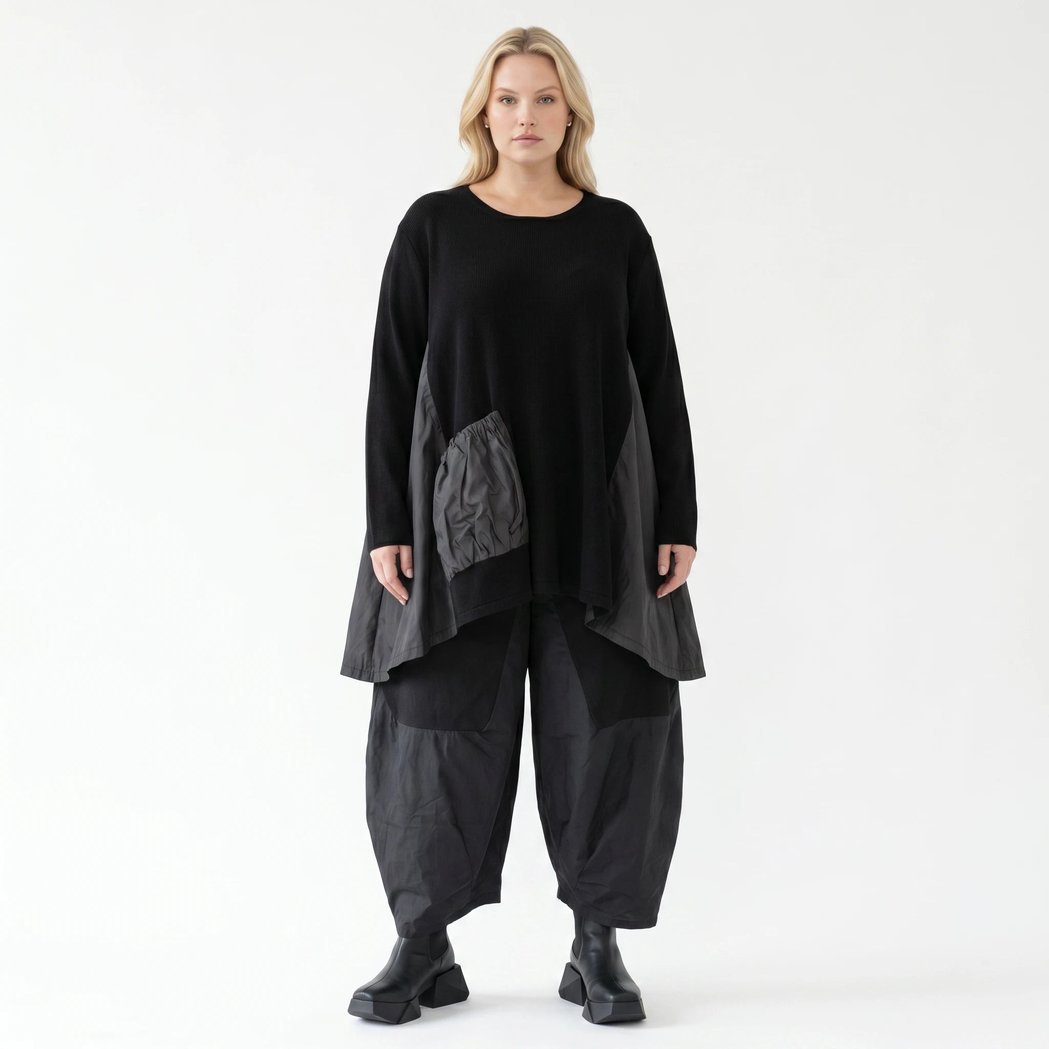 A-Form Bigshirt von AKH Premium aus Baumwolle, 1446.0593M, Schwarz, Schick, Modern, Bequem