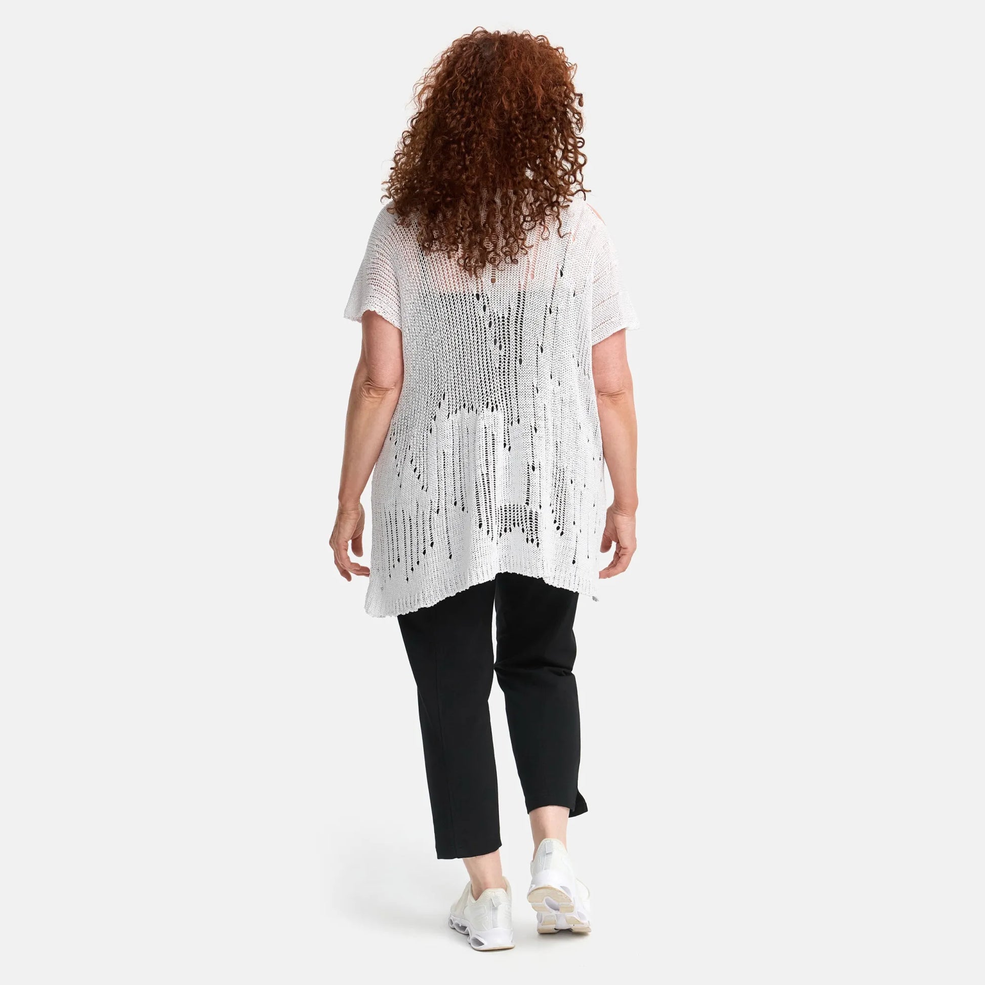  Amandine Pullover in kastiger Form, aus Baumwolle, A2807, Weiß, Schick, Modern, Bequem