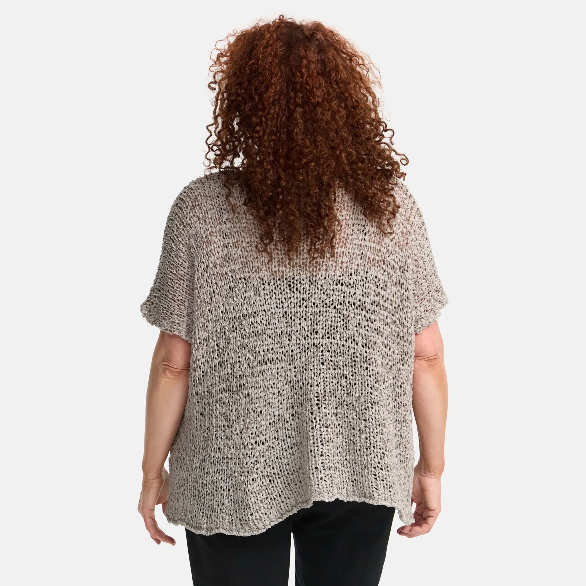  Amandine Pullover in kastiger Form, aus Baumwolle, A2808, Sand, Schick, Modern, Bequem