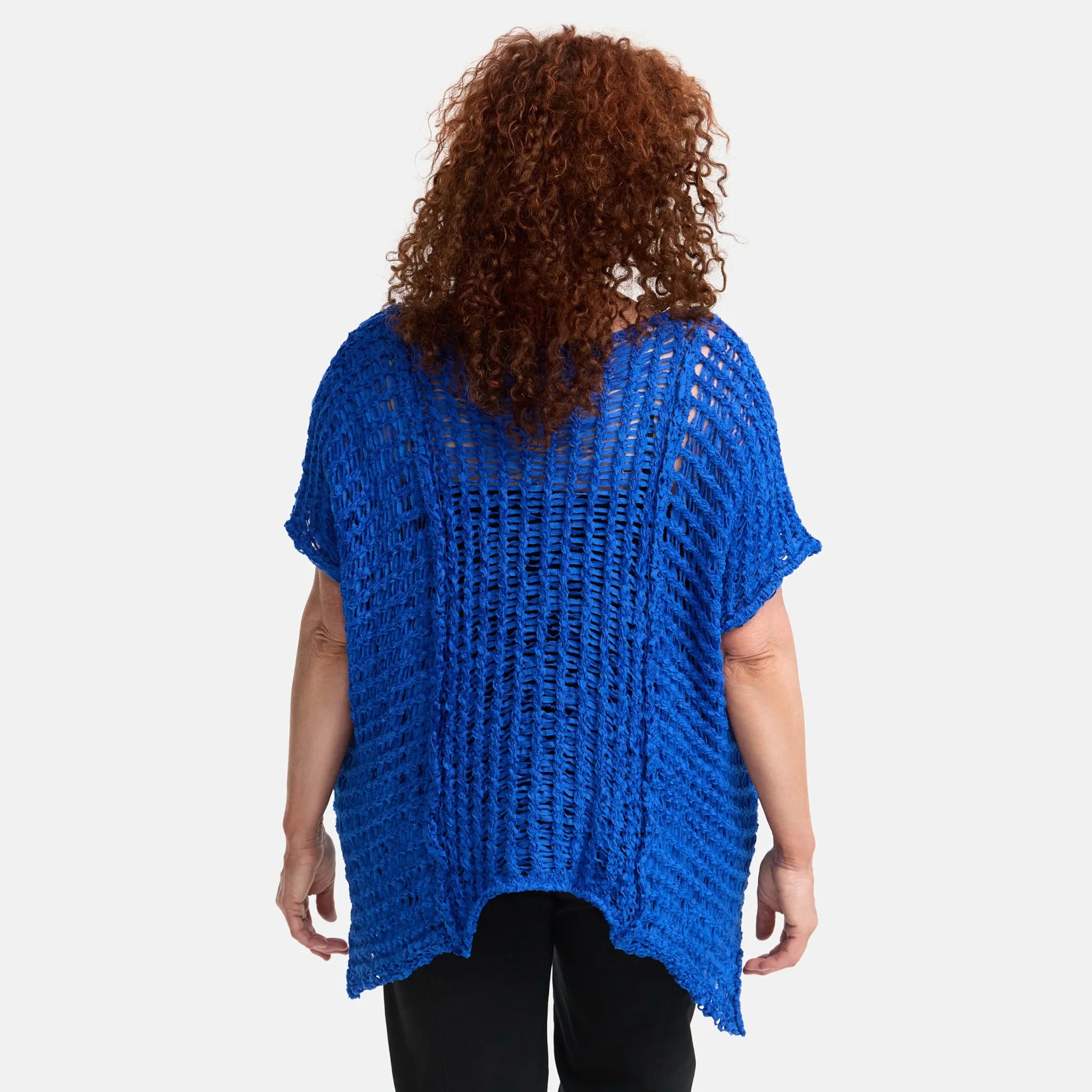  Amandine Pullover in kastiger Form, aus Baumwolle, A2809, Kobaltblau, Schick, Modern