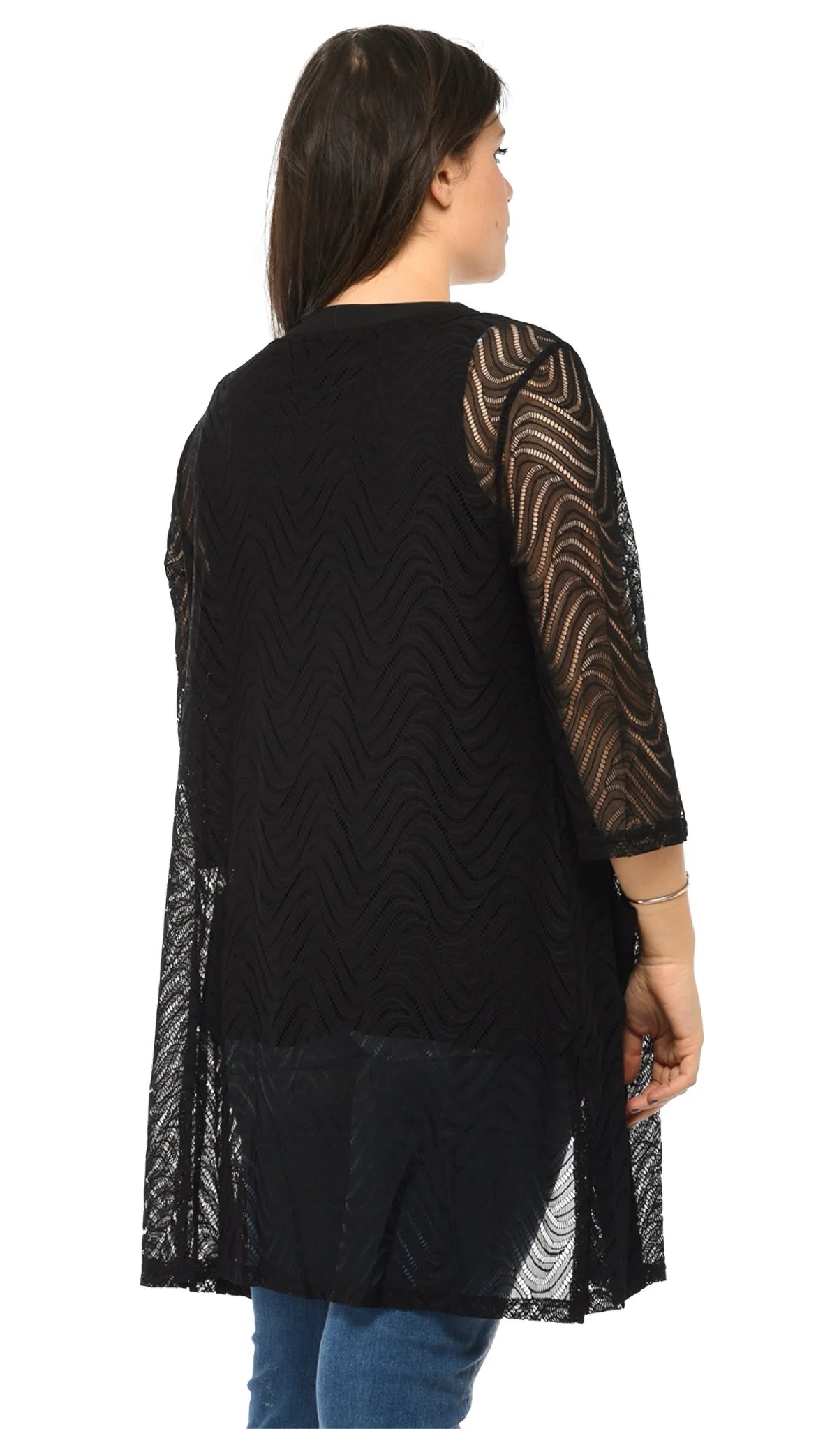  Pomme Rouge Top in gerader Form, aus Viskose, A765, Schwarz-Multi, Muster, Schick, Modern