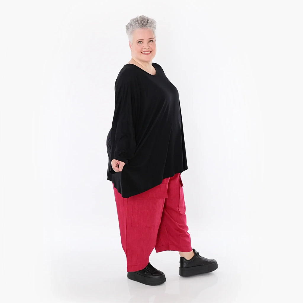  AKH Fashion Bigshirt in kastiger Form, aus Viskose, 1233.06648, Schwarz, Ausgefallen, Zeitlos