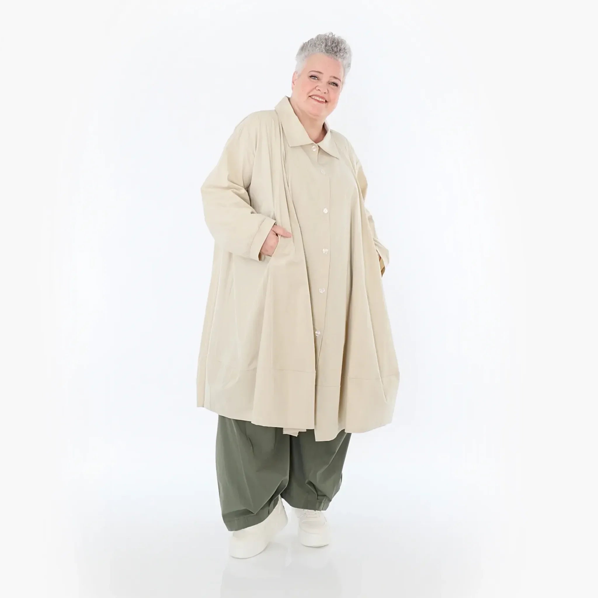 A-Form Jacke von AKH Fashion aus Baumwolle, 1482.07061, Beige, Ausgefallen, Zeitlos