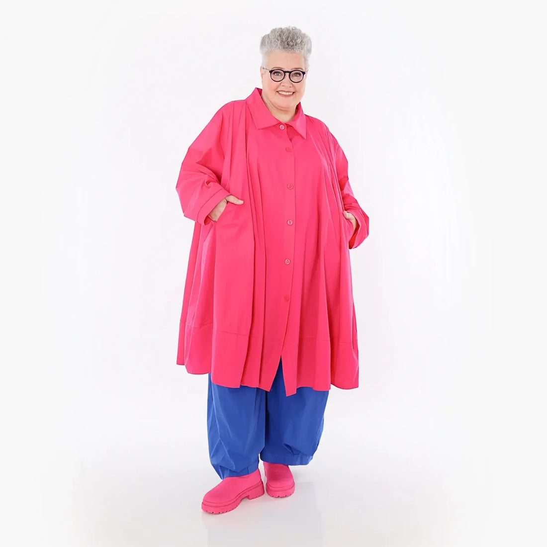 A-Form Jacke von AKH Fashion aus Baumwolle, 1482.07061, Fuchsia, Ausgefallen, Zeitlos
