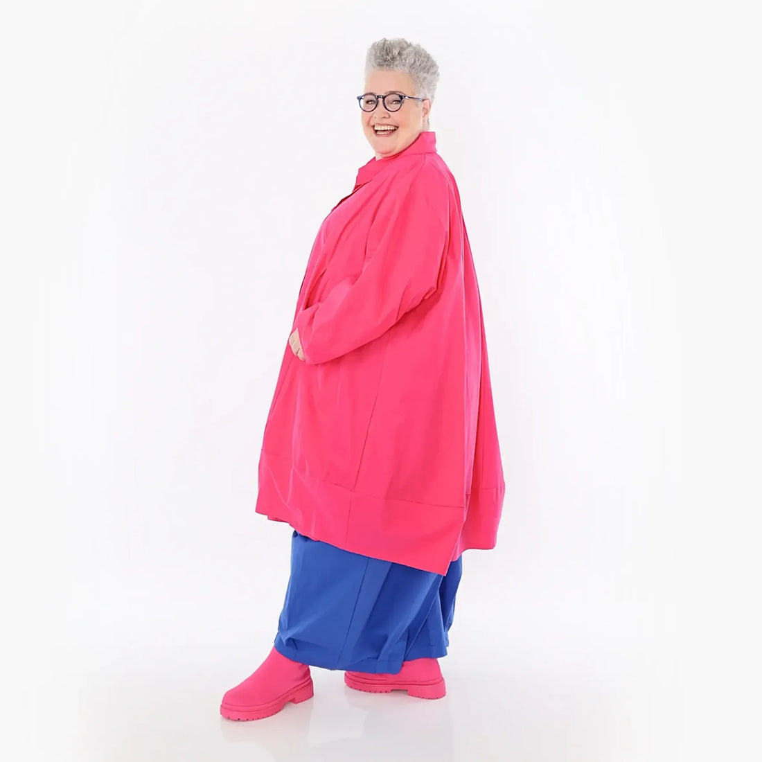  A-Form Jacke von AKH Fashion aus Baumwolle, 1482.07061, Fuchsia, Ausgefallen, Zeitlos