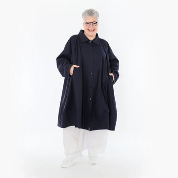  A-Form Jacke von AKH Fashion aus Baumwolle, 1482.07061, Marine, Ausgefallen, Zeitlos