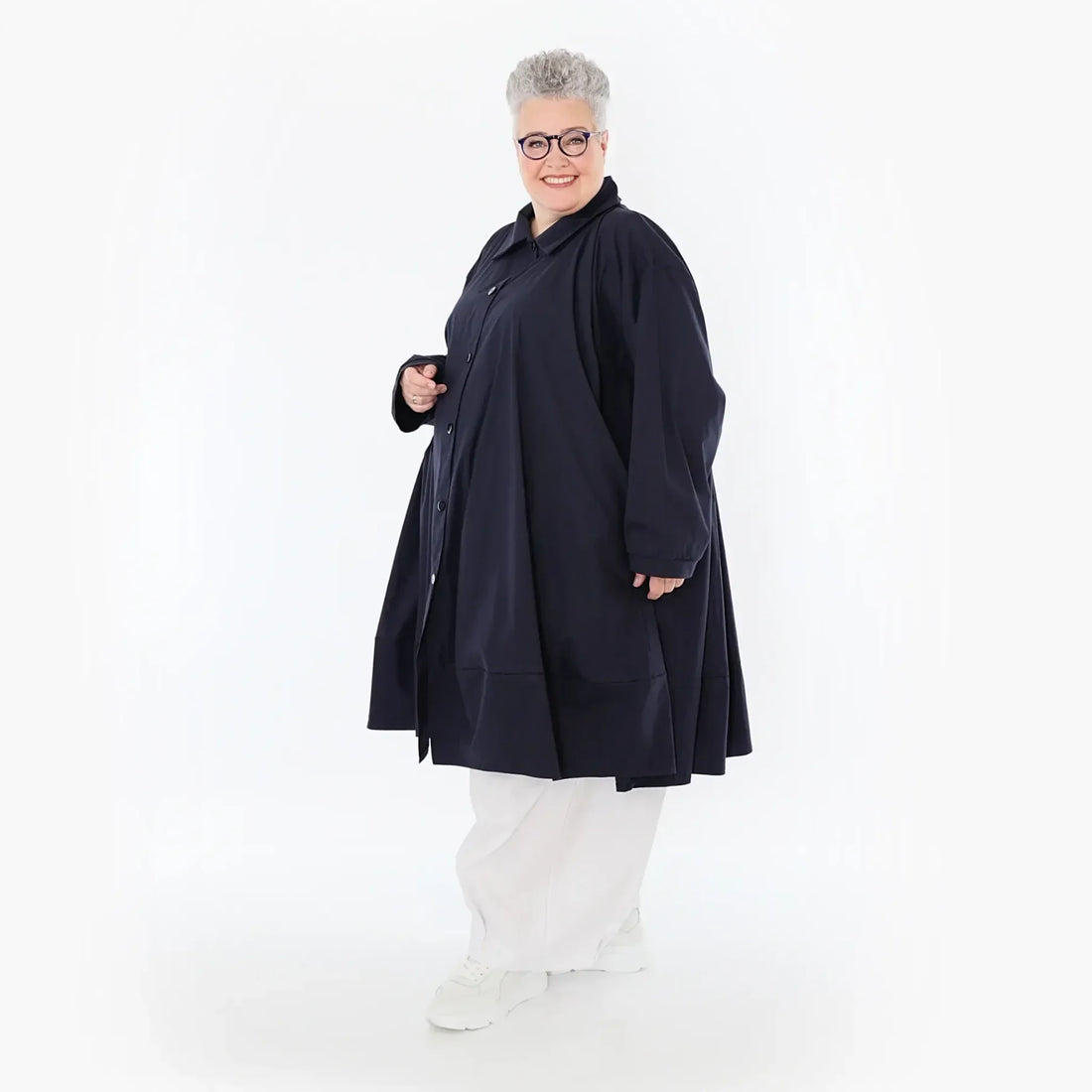  A-Form Jacke von AKH Fashion aus Baumwolle, 1482.07061, Marine, Ausgefallen, Zeitlos