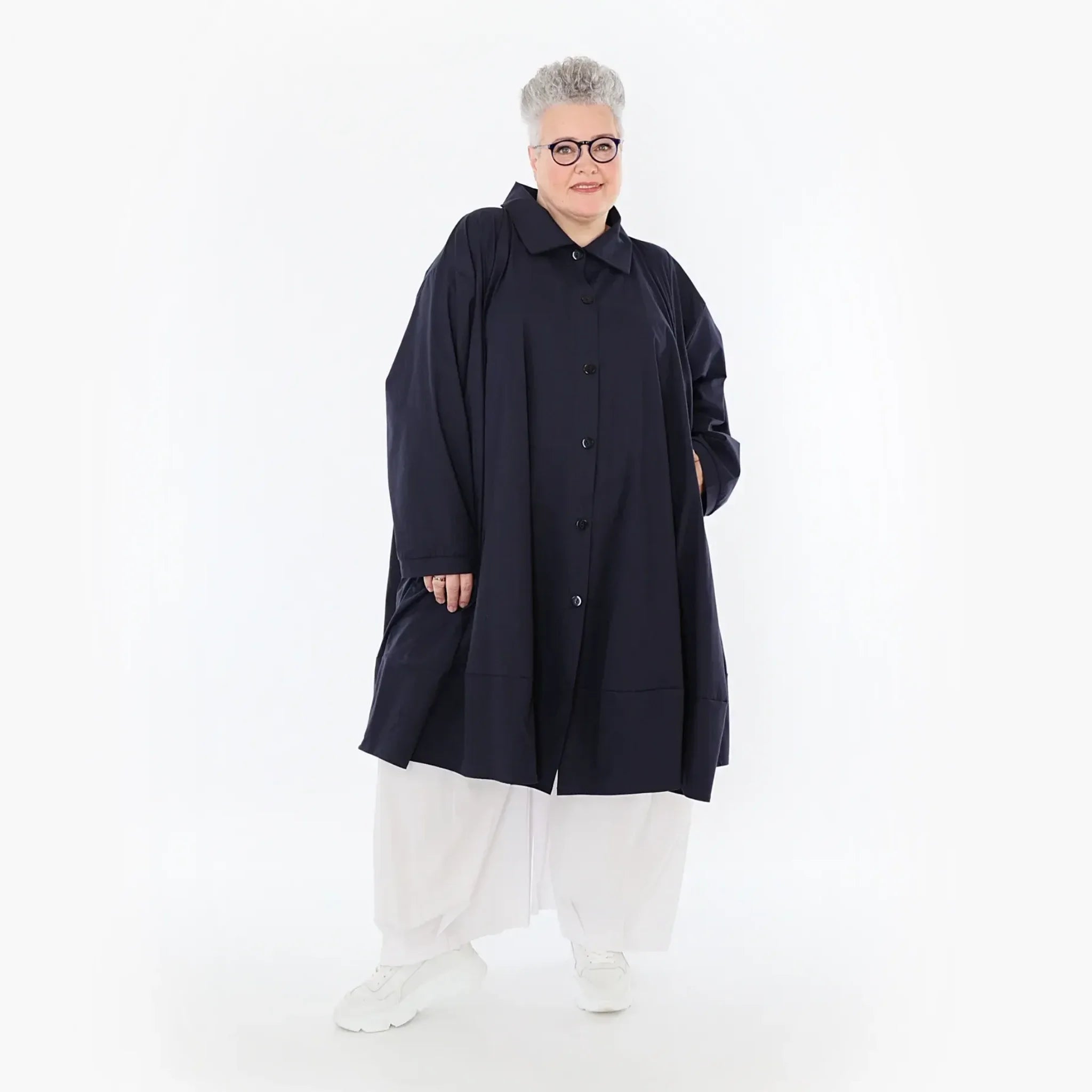  A-Form Jacke von AKH Fashion aus Baumwolle, 1482.07061, Marine, Ausgefallen, Zeitlos