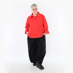  AKH Fashion Bluse in gerundeter Form, aus Baumwolle, 1482.07062, Rot, Ausgefallen, Zeitlos