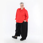 AKH Fashion Bluse in gerundeter Form, aus Baumwolle, 1482.07062, Rot, Ausgefallen, Zeitlos