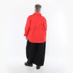  AKH Fashion Bluse in gerundeter Form, aus Baumwolle, 1482.07062, Rot, Ausgefallen, Zeitlos