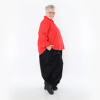  AKH Fashion Bluse in gerundeter Form, aus Baumwolle, 1482.07062, Rot, Ausgefallen, Zeitlos