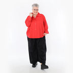  AKH Fashion Bluse in gerundeter Form, aus Baumwolle, 1482.07062, Rot, Ausgefallen, Zeitlos