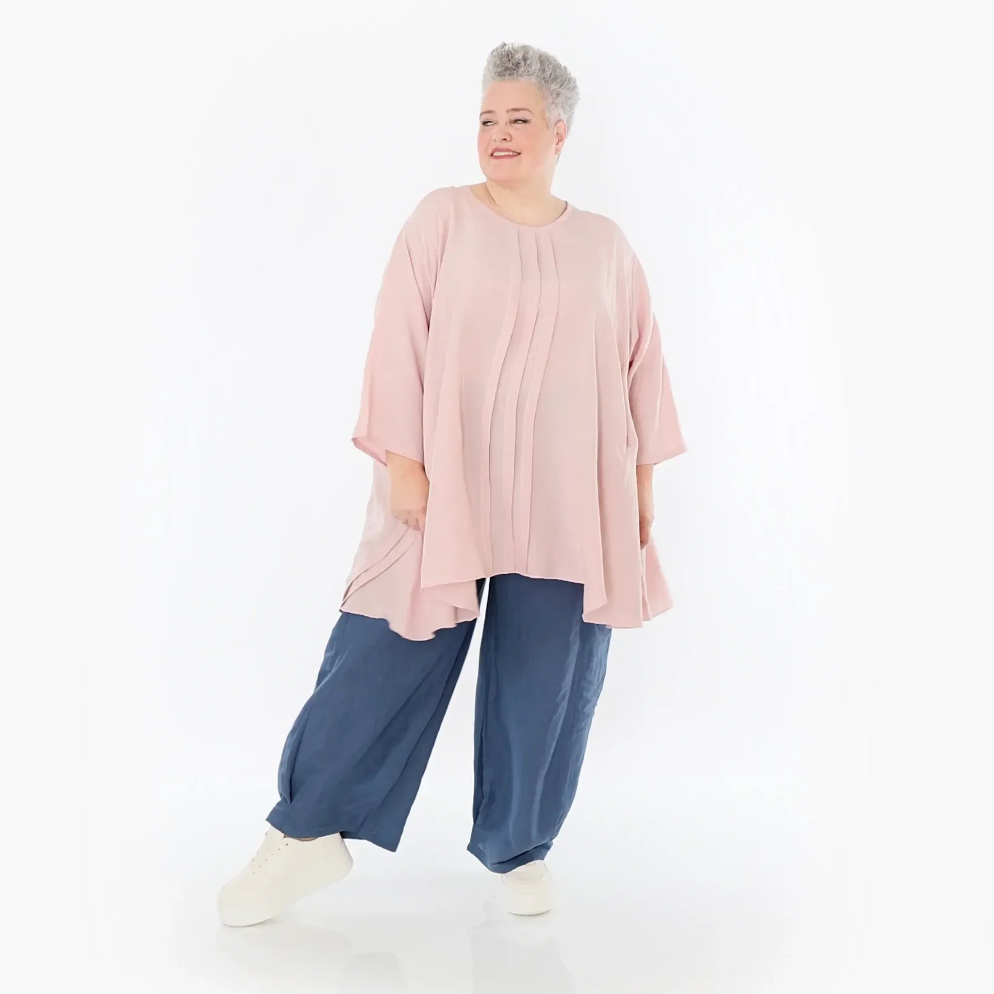  AKH Fashion Hose in gerader Form, aus Viskose, 1490.06710, Azurblau, Ausgefallen, Zeitlos