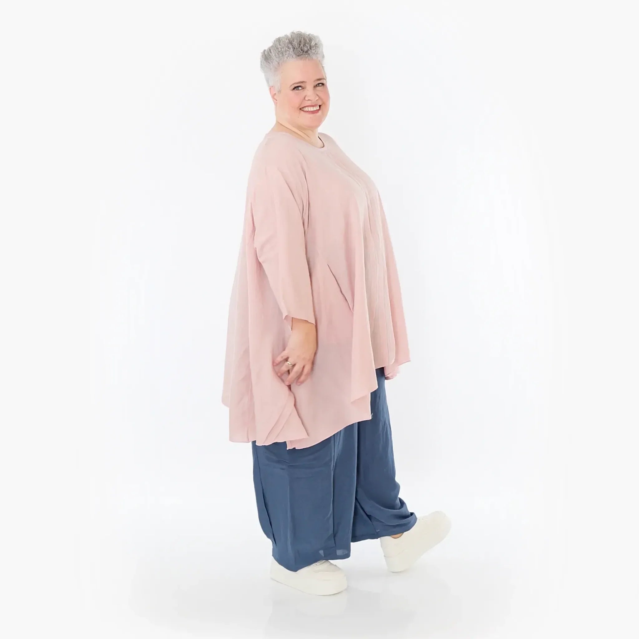  AKH Fashion Hose in gerader Form, aus Viskose, 1490.06710, Azurblau, Ausgefallen, Zeitlos
