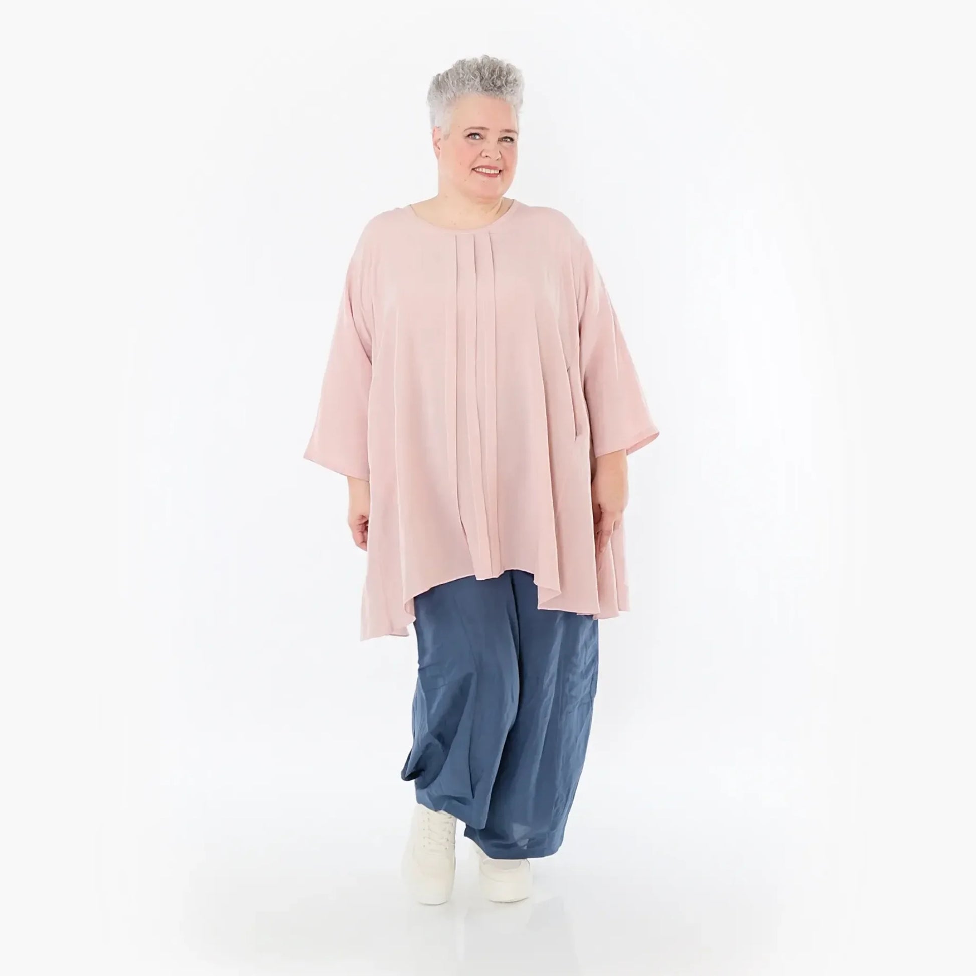  AKH Fashion Hose in gerader Form, aus Viskose, 1490.06710, Azurblau, Ausgefallen, Zeitlos