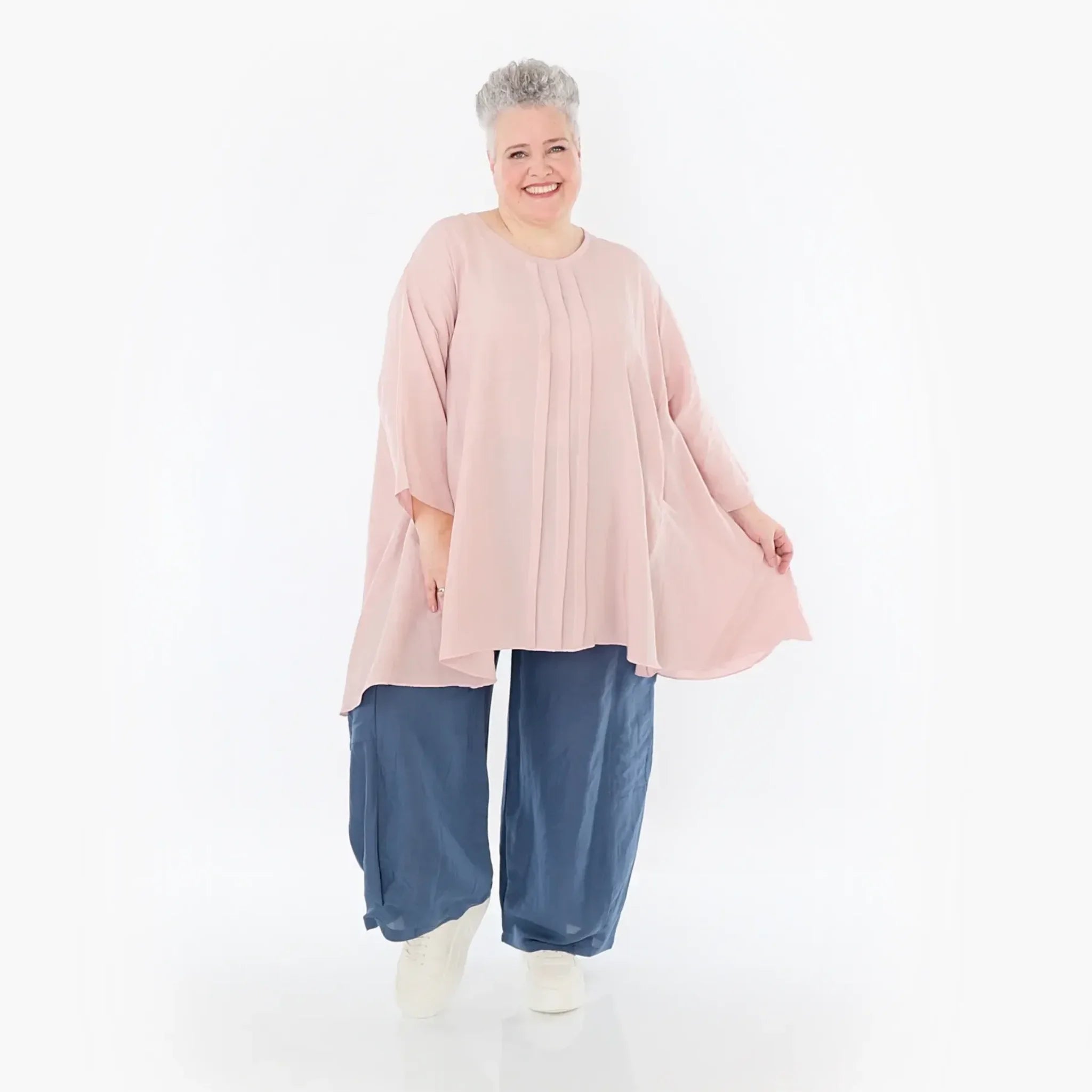  AKH Fashion Hose in gerader Form, aus Viskose, 1490.06710, Azurblau, Ausgefallen, Zeitlos