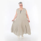  Ballonkleid von AKH Fashion aus Viskose, 1490.06972, Beige, Ausgefallen, Zeitlos, Schick