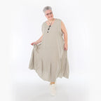  Ballonkleid von AKH Fashion aus Viskose, 1490.06972, Beige, Ausgefallen, Zeitlos, Schick