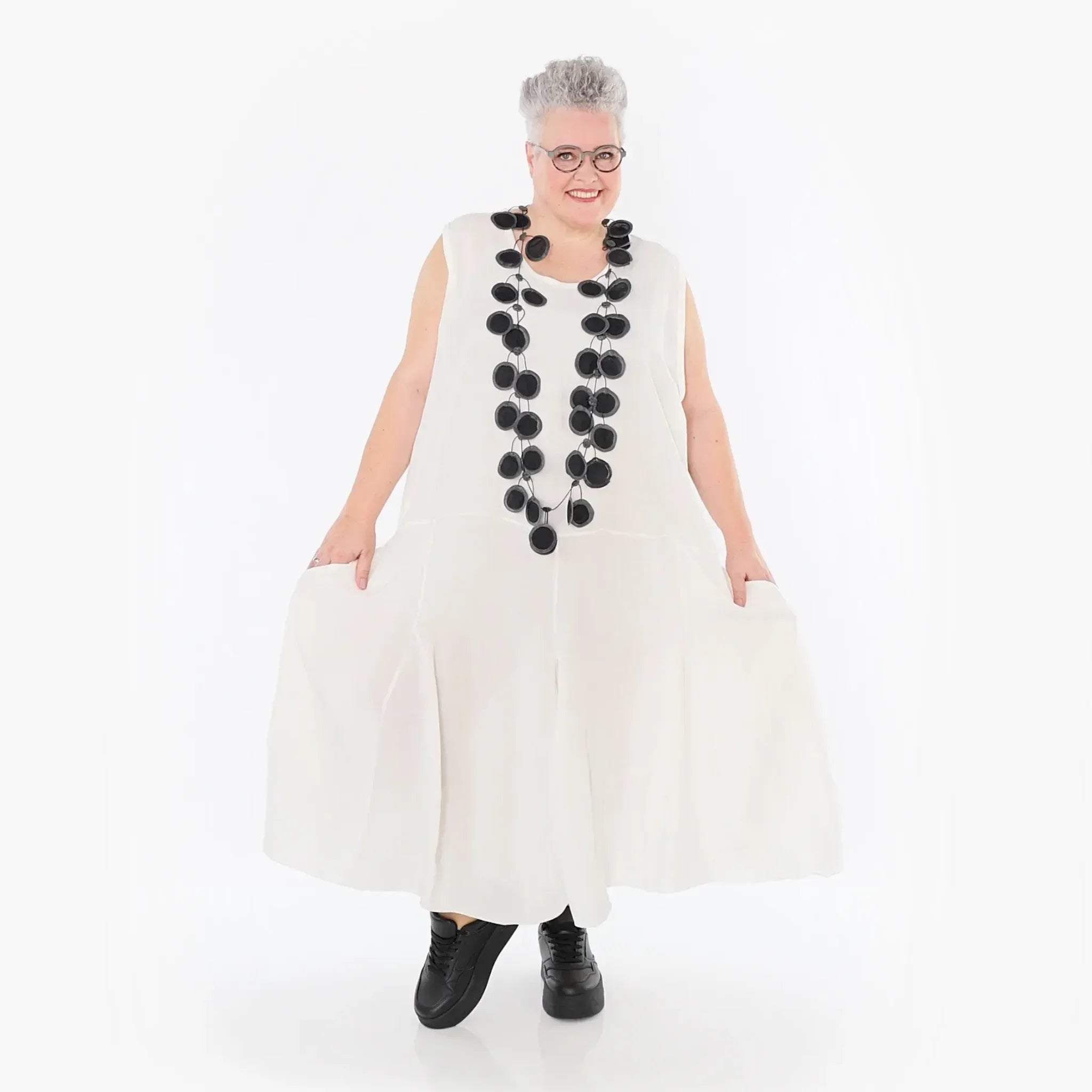  Ballonkleid von AKH Fashion aus Viskose, 1490.06972, Weiß, Ausgefallen, Zeitlos, Schick