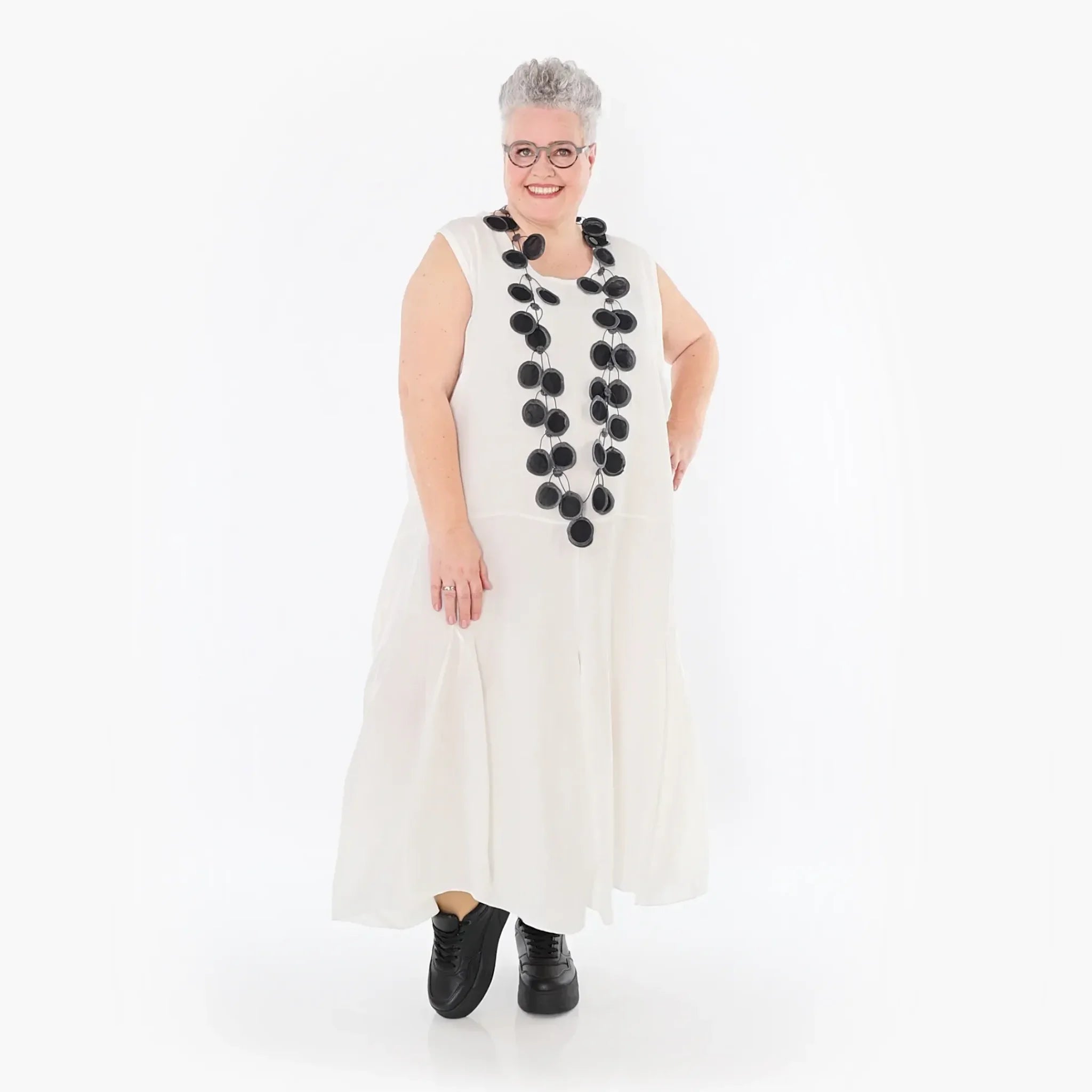  Ballonkleid von AKH Fashion aus Viskose, 1490.06972, Weiß, Ausgefallen, Zeitlos, Schick