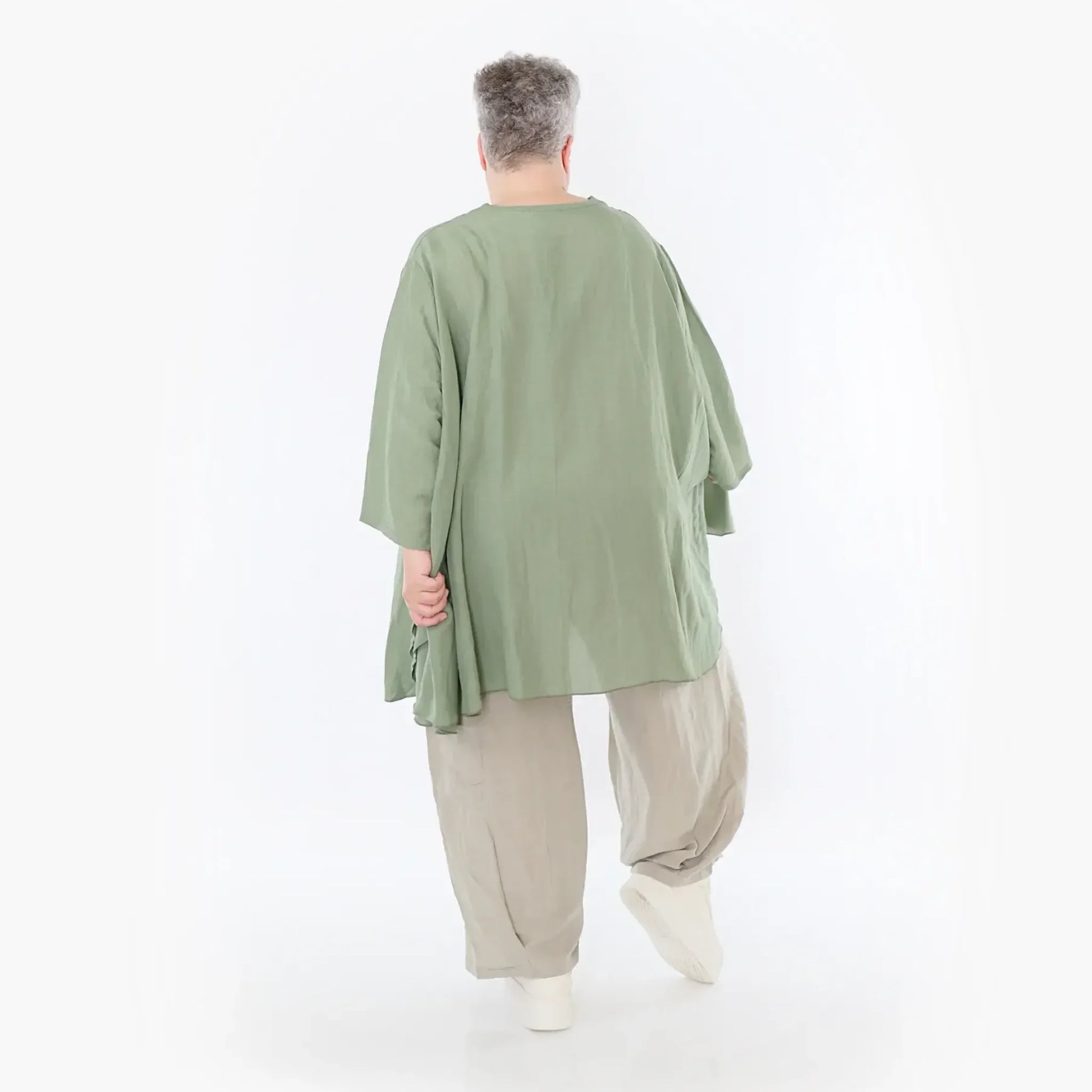  A-Form Bigshirt von AKH Fashion aus Viskose, 1490.07069, Khaki, Ausgefallen, Zeitlos, Schick