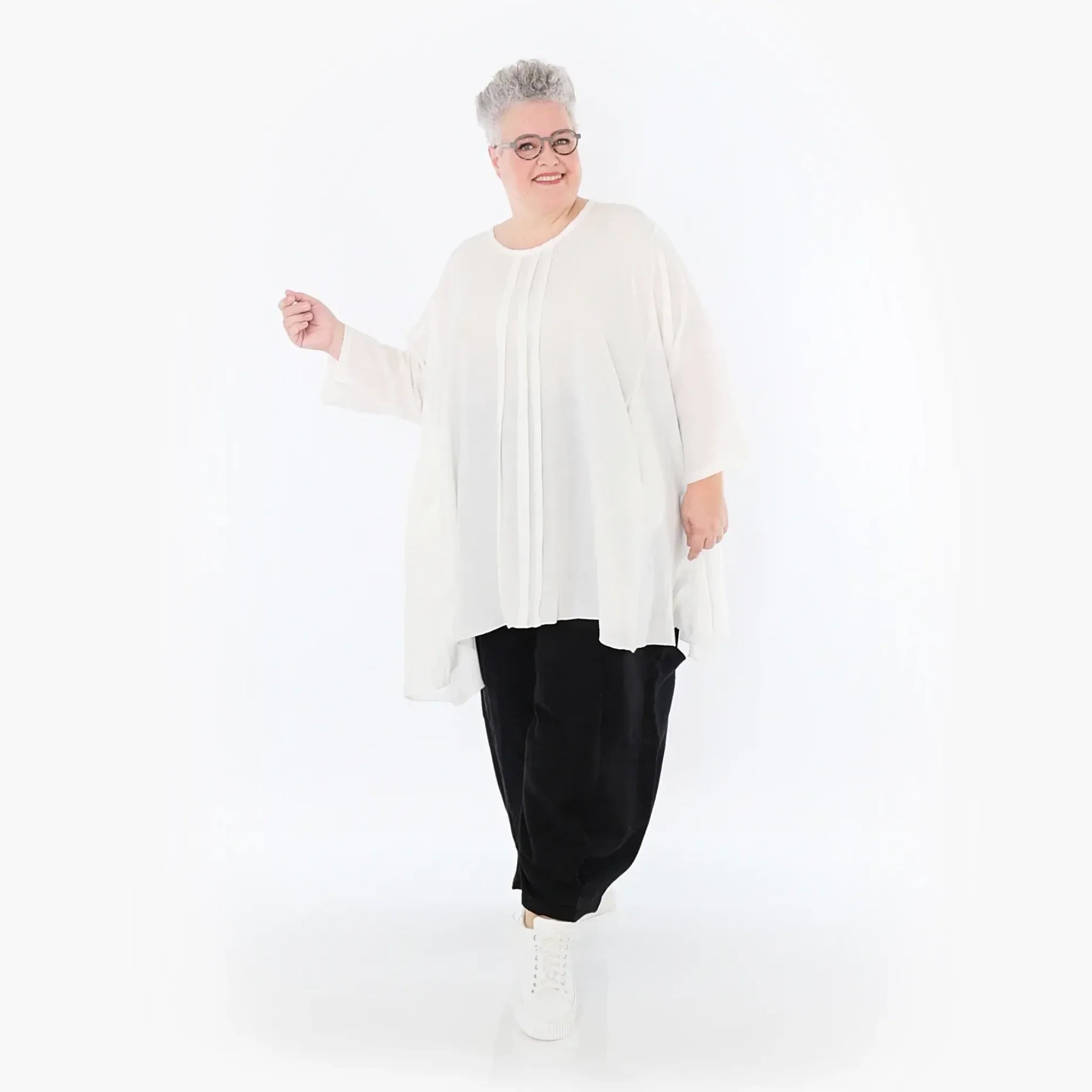 A-Form Bigshirt von AKH Fashion aus Viskose, 1490.07069, Weiß, Ausgefallen, Zeitlos, Schick