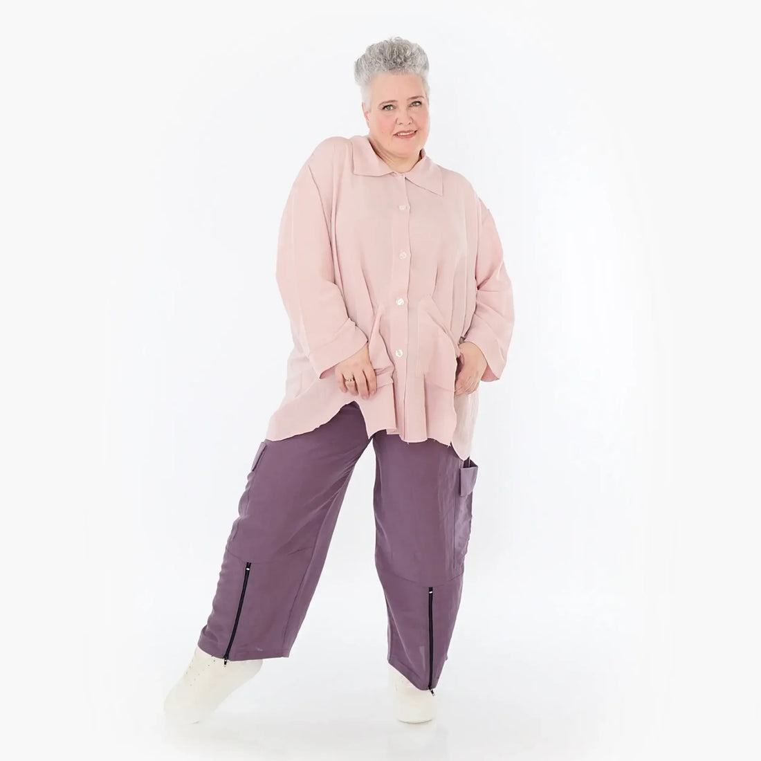  AKH Fashion Hose in gerader Form, aus Viskose, 1490.07076, Pflaume, Ausgefallen, Zeitlos