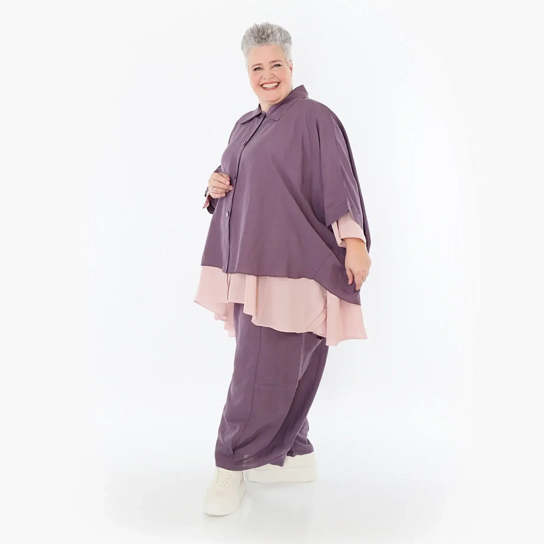  AKH Fashion Jacke in gerundeter Form, aus Viskose, 1490.07092, Pflaume, Ausgefallen