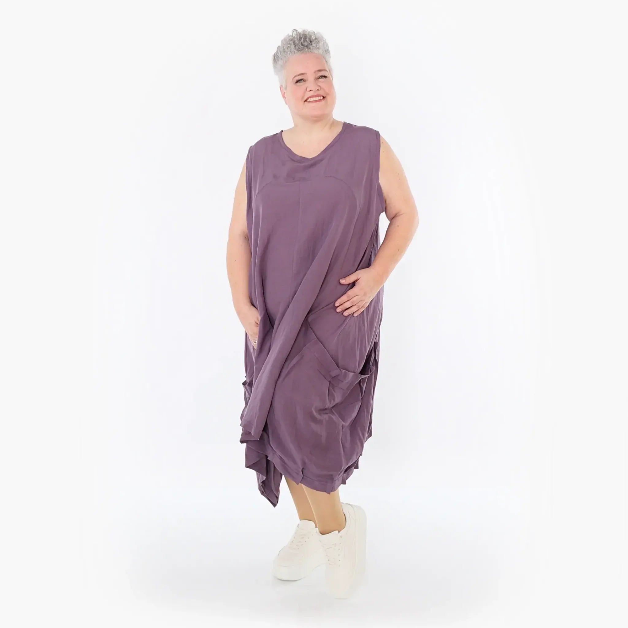  Ballonkleid von AKH Fashion aus Viskose, 1490.07093, Pflaume, Ausgefallen, Zeitlos, Schick