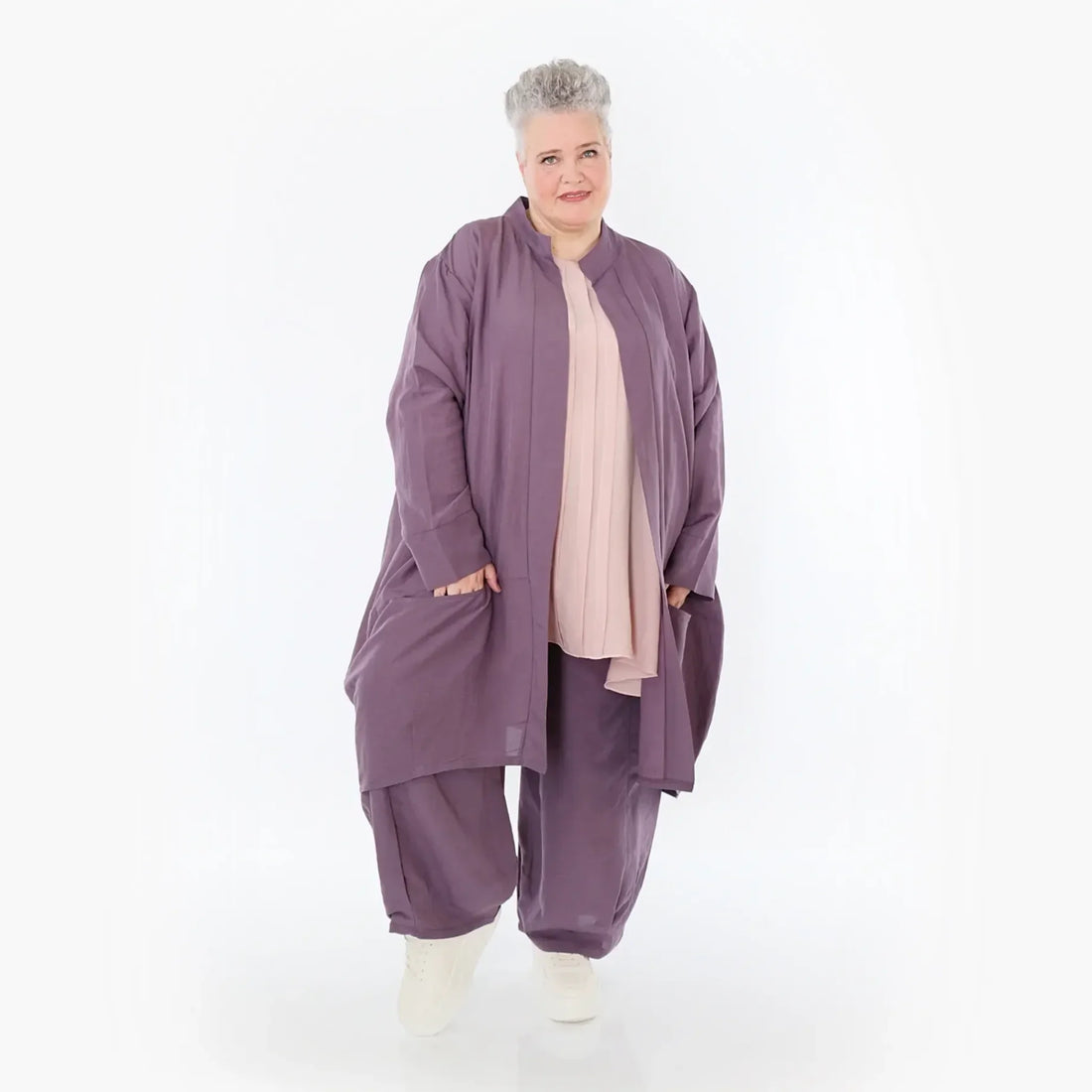  Ballon Cardigan von AKH Fashion aus Viskose, 1490.07094, Pflaume, Ausgefallen, Zeitlos