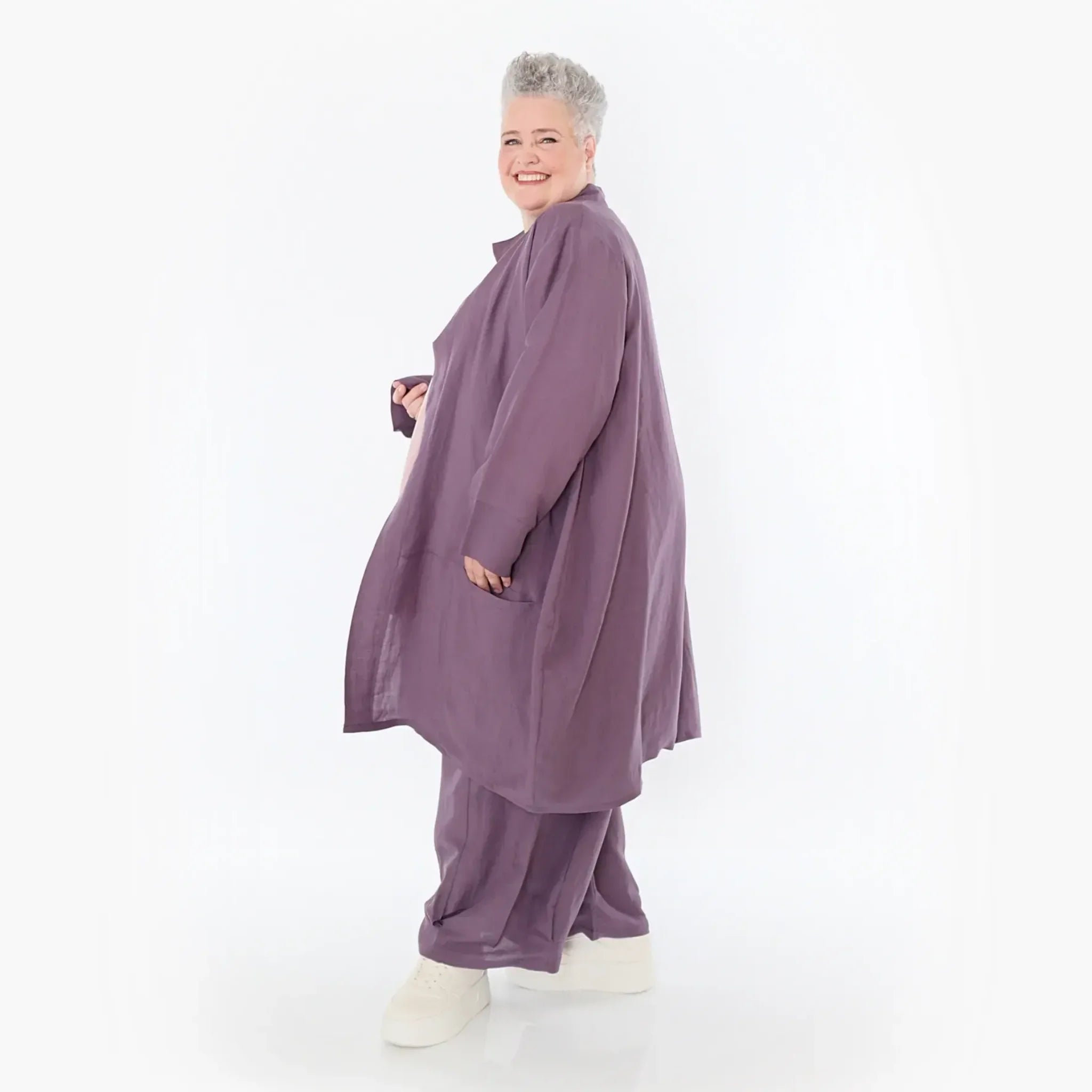 Ballon Cardigan von AKH Fashion aus Viskose, 1490.07094, Pflaume, Ausgefallen, Zeitlos