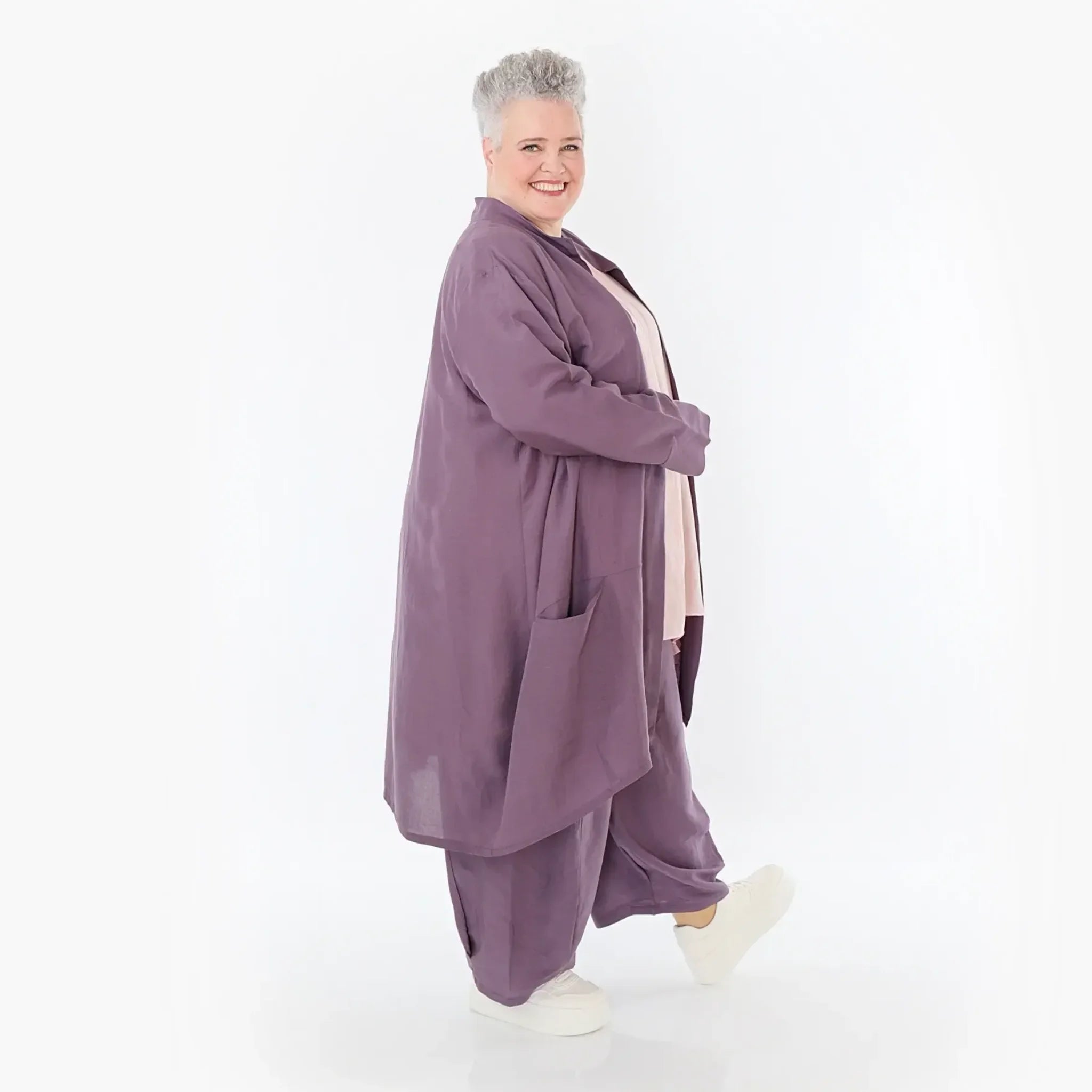  Ballon Cardigan von AKH Fashion aus Viskose, 1490.07094, Pflaume, Ausgefallen, Zeitlos