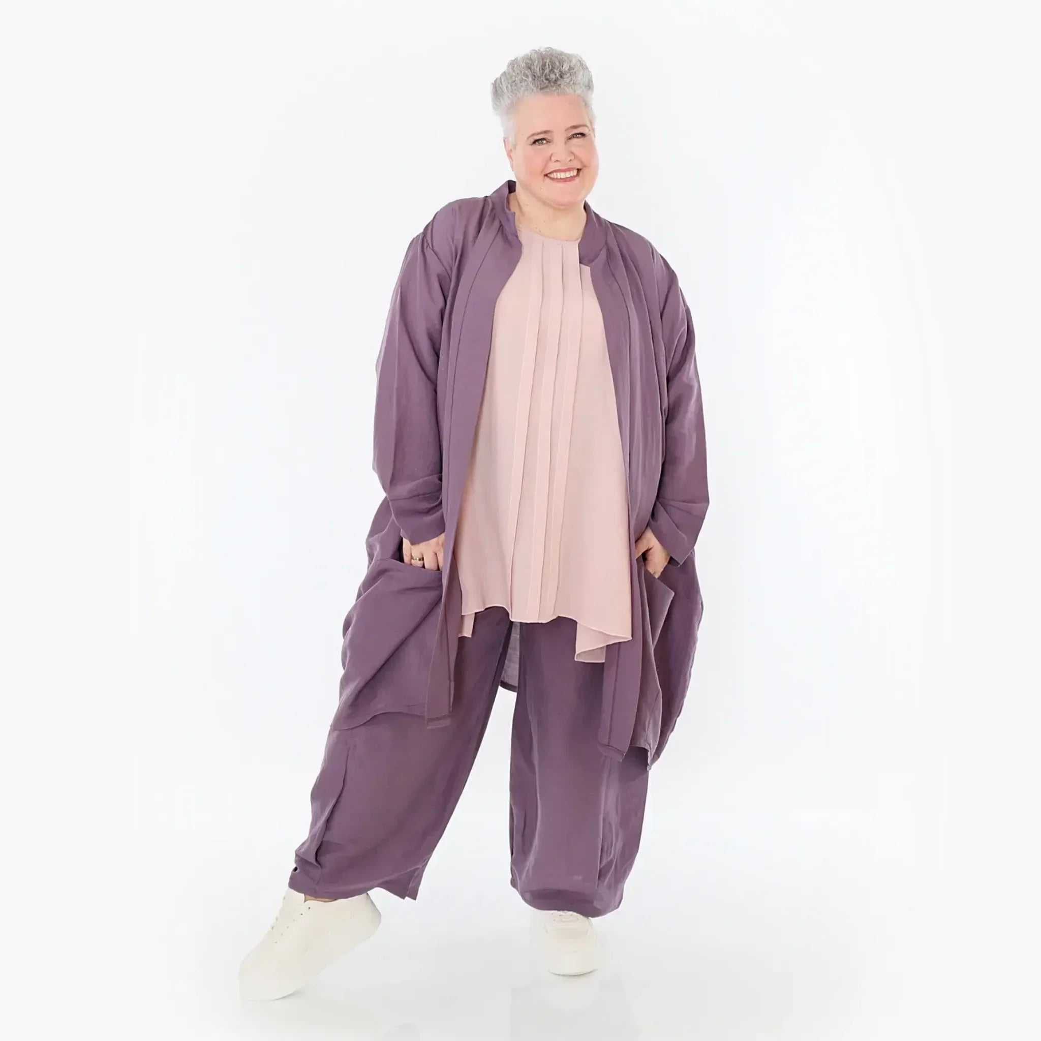  Ballon Cardigan von AKH Fashion aus Viskose, 1490.07094, Pflaume, Ausgefallen, Zeitlos