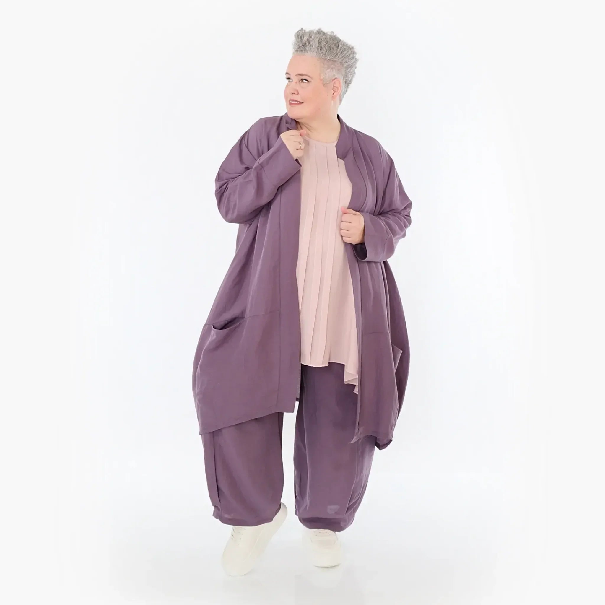  Ballon Cardigan von AKH Fashion aus Viskose, 1490.07094, Pflaume, Ausgefallen, Zeitlos