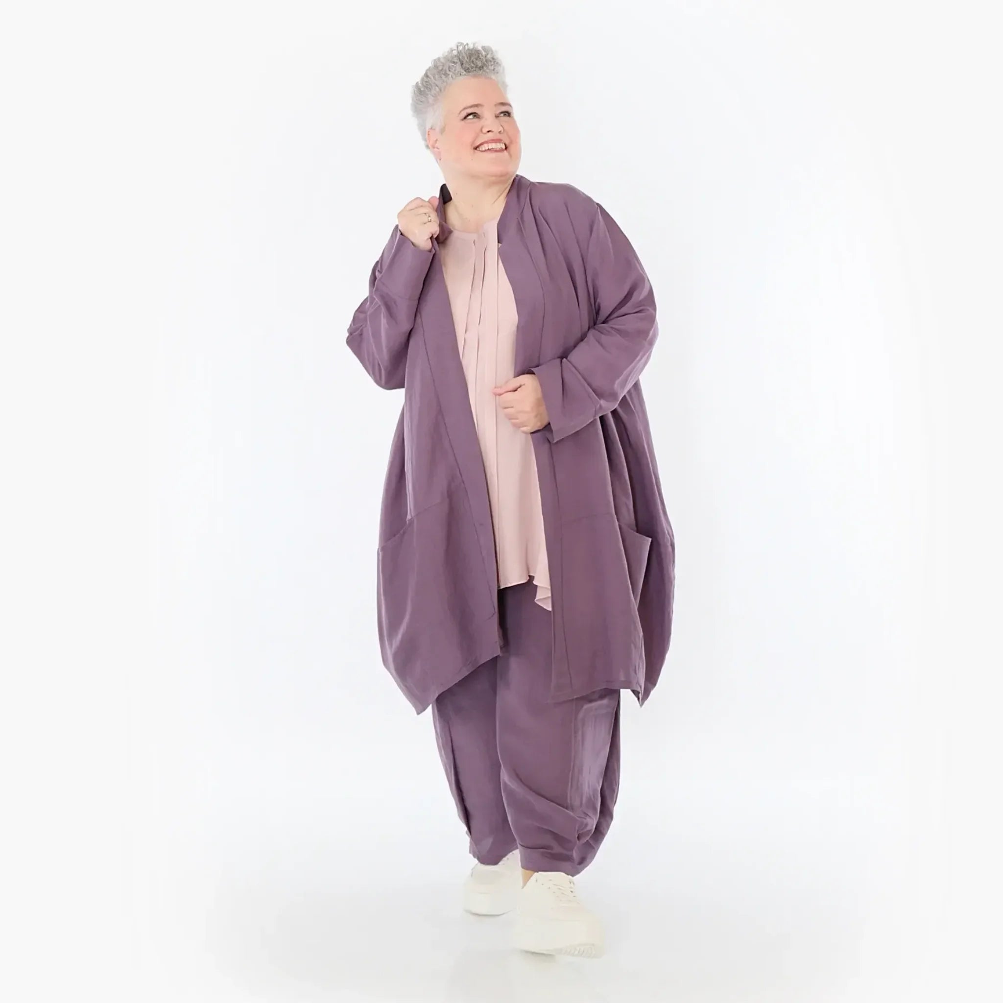  Ballon Cardigan von AKH Fashion aus Viskose, 1490.07094, Pflaume, Ausgefallen, Zeitlos