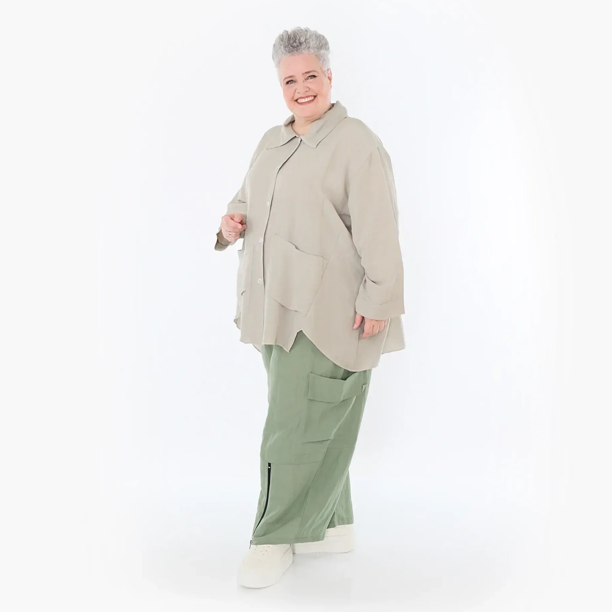  A-Form Jacke von AKH Fashion aus Viskose, 1490.07095, Beige, Ausgefallen, Zeitlos, Schick